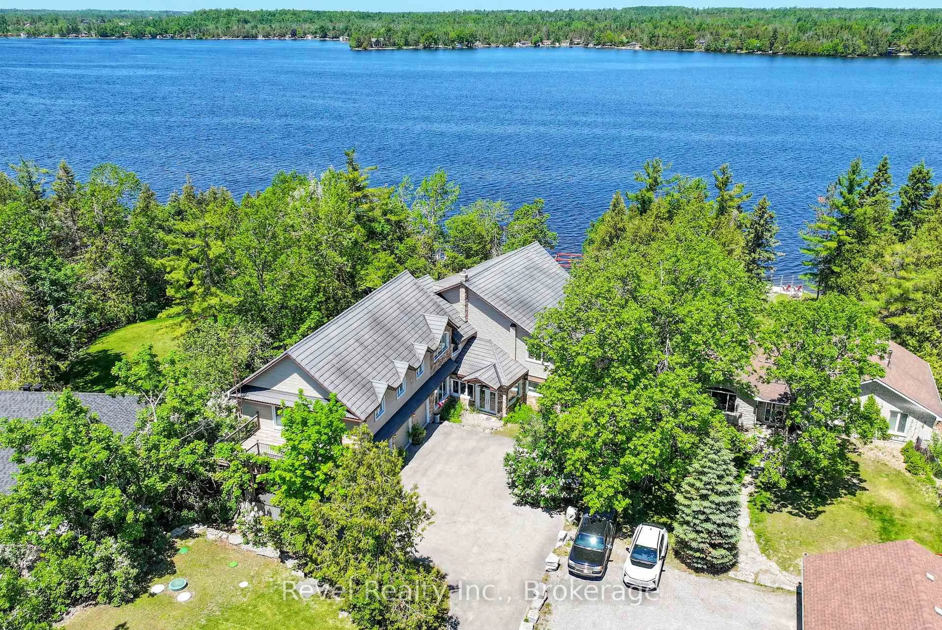 A pic from outside/outdoor area/front of a property/back of a property/a pic from drone, water/lake/river/ocean view for 75 Meachin Dr, Kawartha Lakes Ontario K0M 1L0
