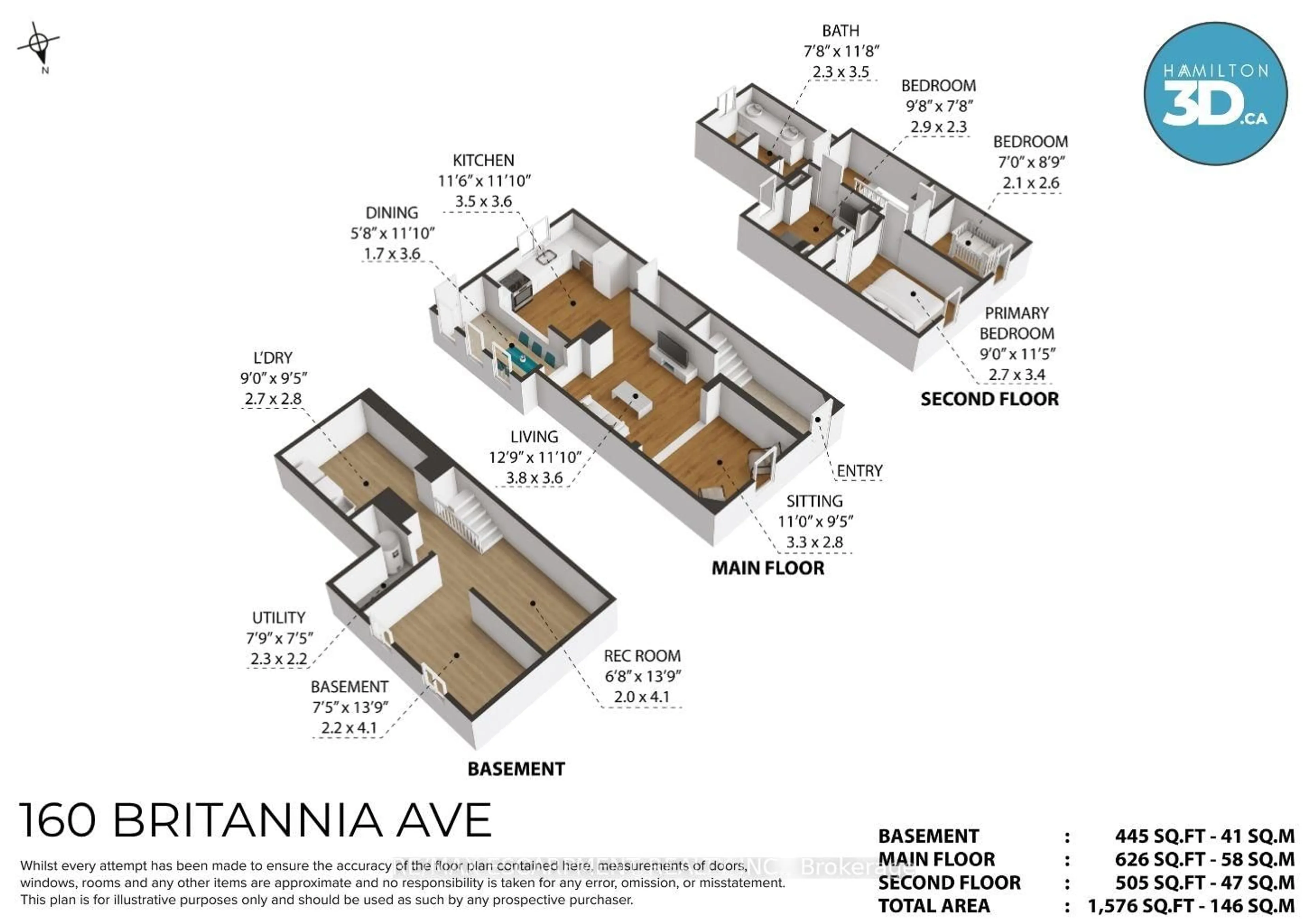 Floor plan for 160 Britannia Ave, Hamilton Ontario L8H 1X1