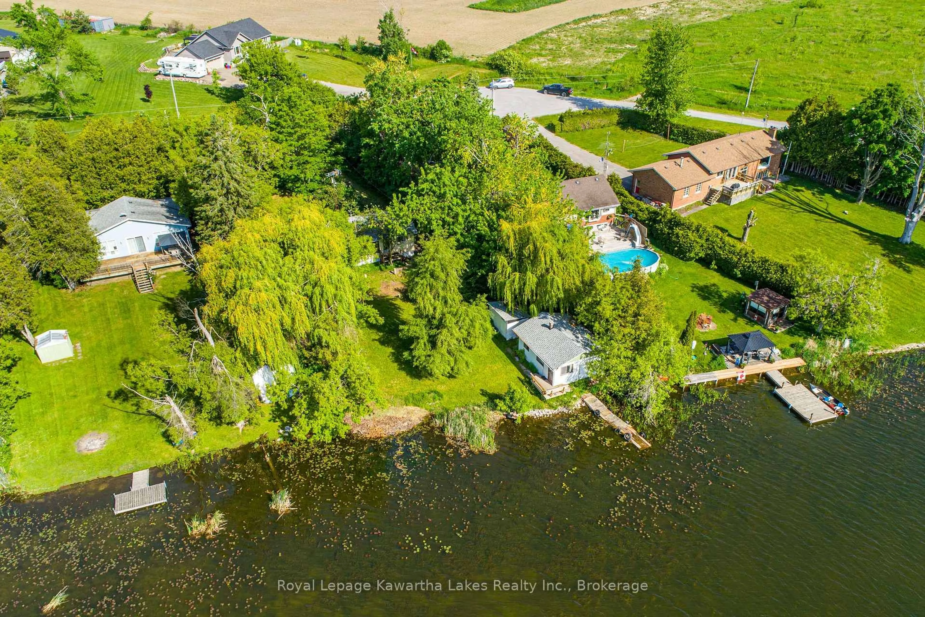 A pic from outside/outdoor area/front of a property/back of a property/a pic from drone, water/lake/river/ocean view for 244 O'Reilly Lane, Kawartha Lakes Ontario K0M 2C0