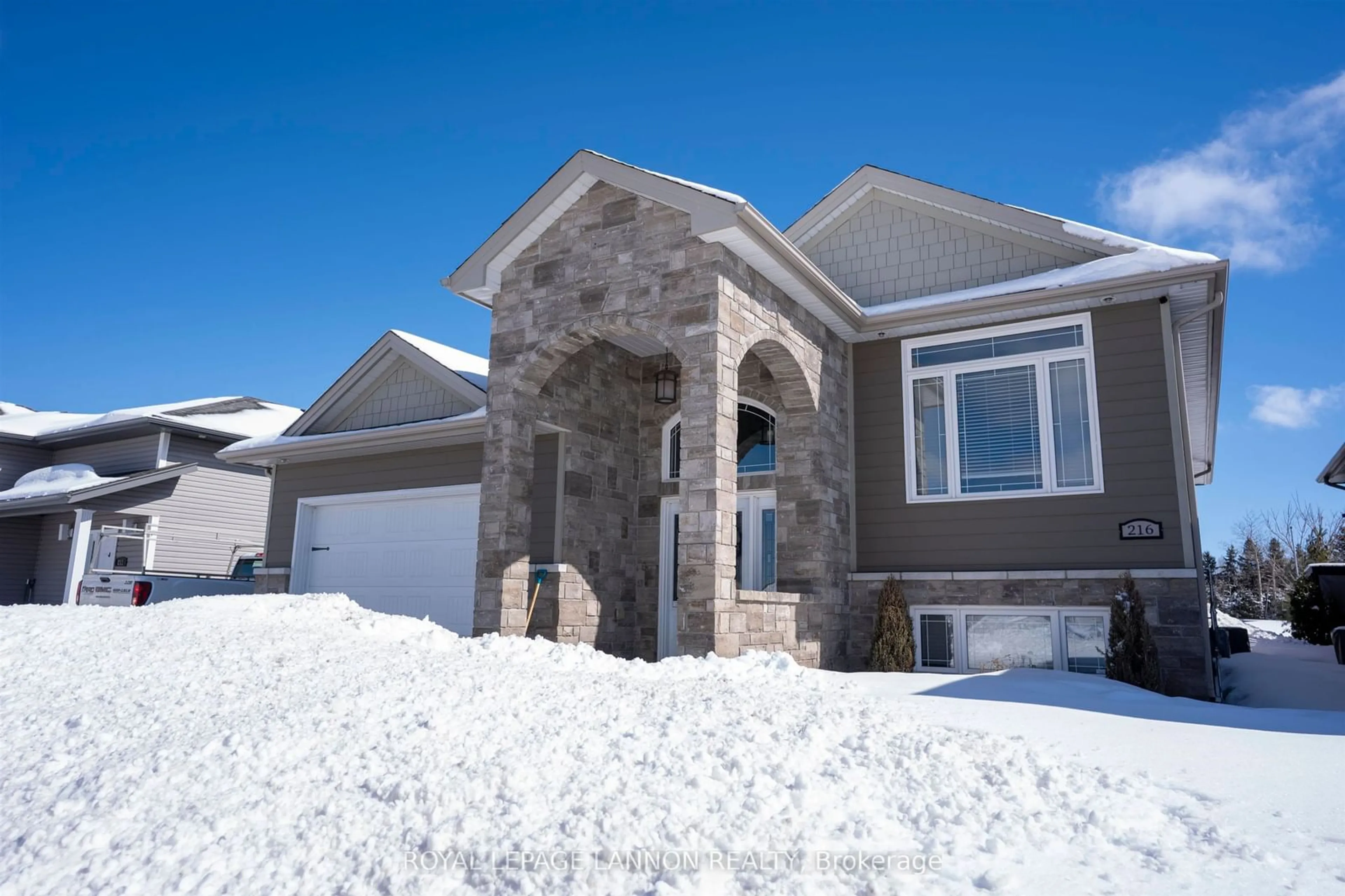 Home with brick exterior material, street for 216 Cougar Cres, Thunder Bay Ontario P7C 0B2