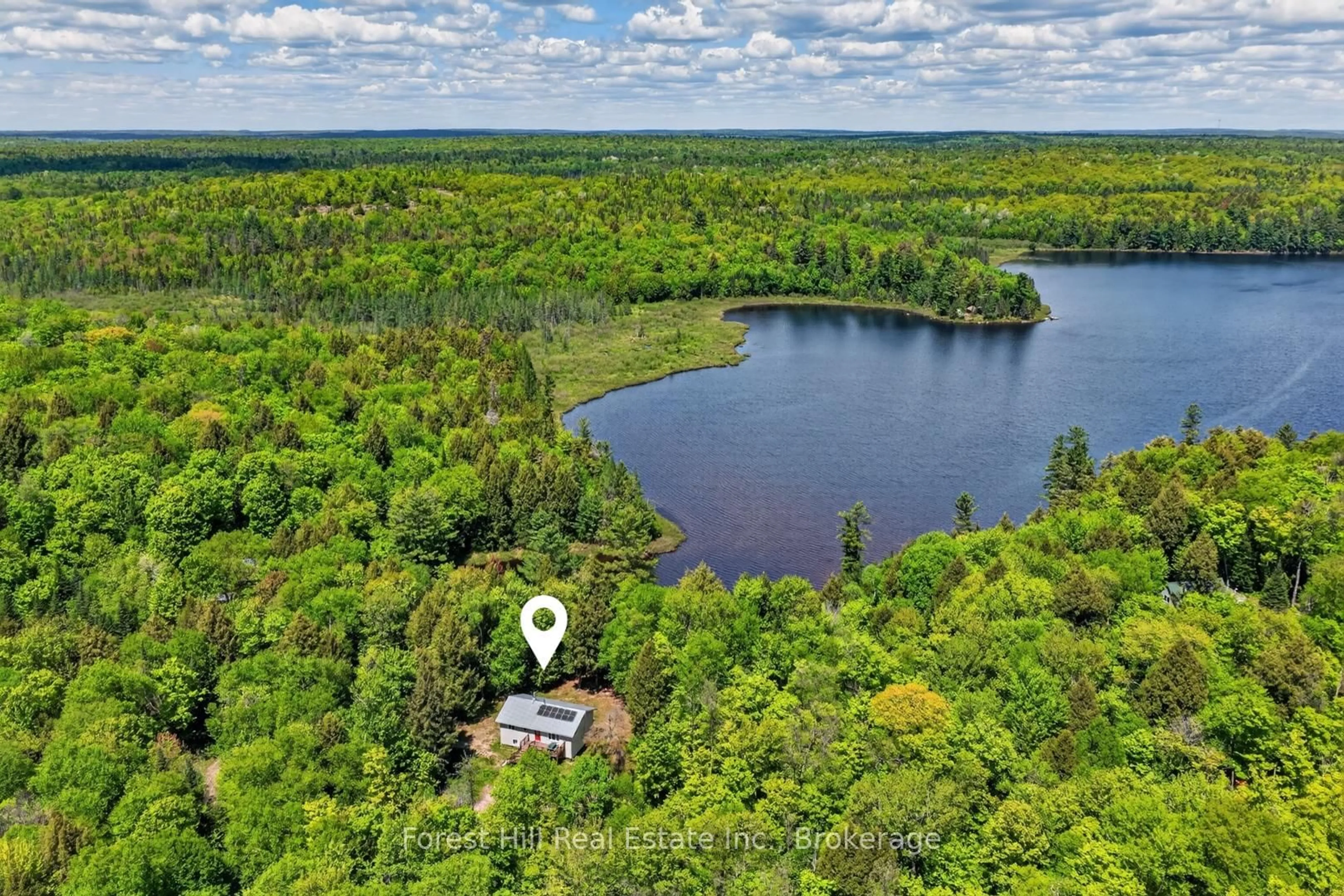 A pic from outside/outdoor area/front of a property/back of a property/a pic from drone, water/lake/river/ocean view for 439A Baker Rd, Magnetawan Ontario P0A 1C0