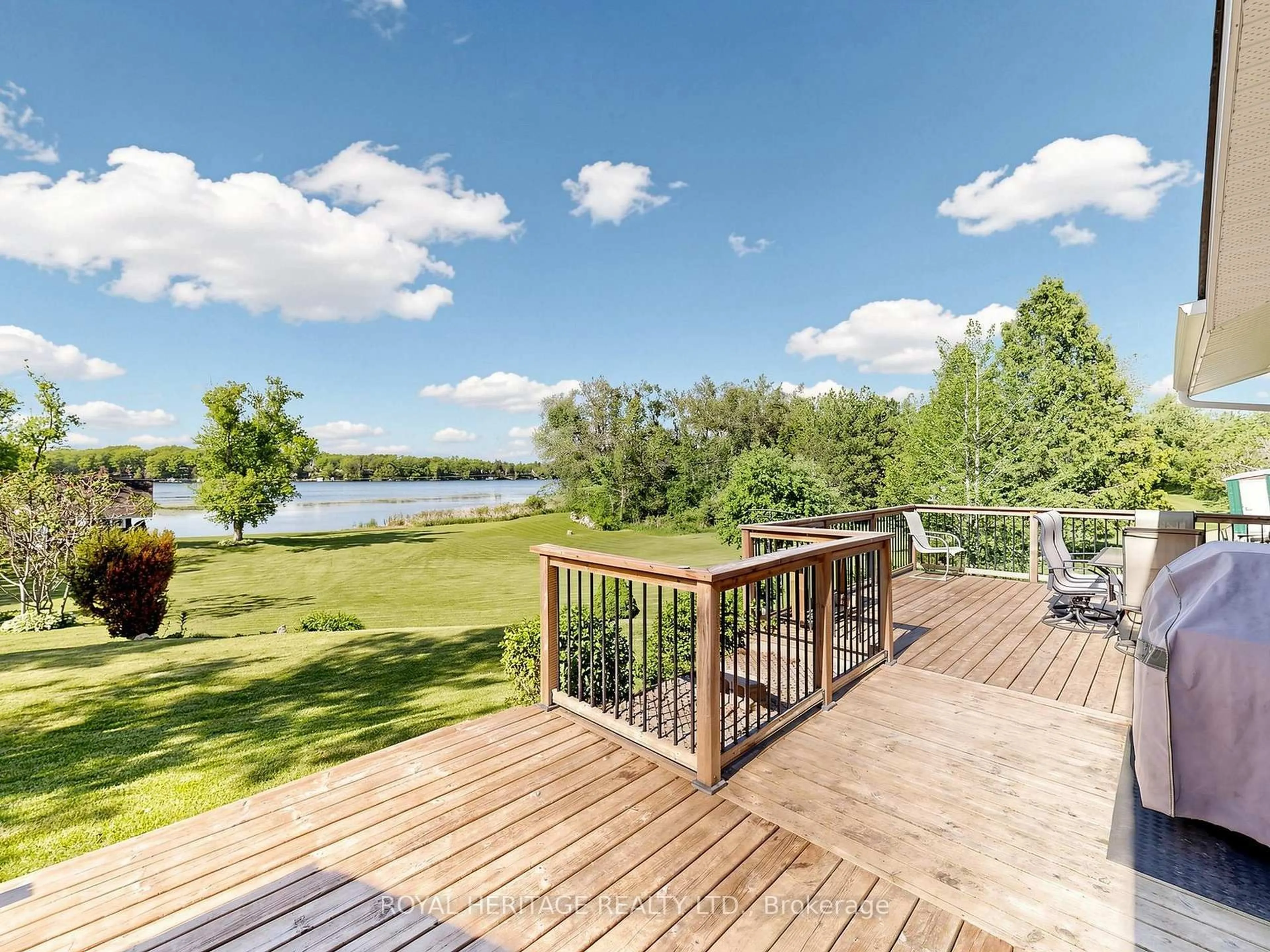 A pic from outside/outdoor area/front of a property/back of a property/a pic from drone, water/lake/river/ocean view for 45 Lila Crt, Kawartha Lakes Ontario K0L 2W0