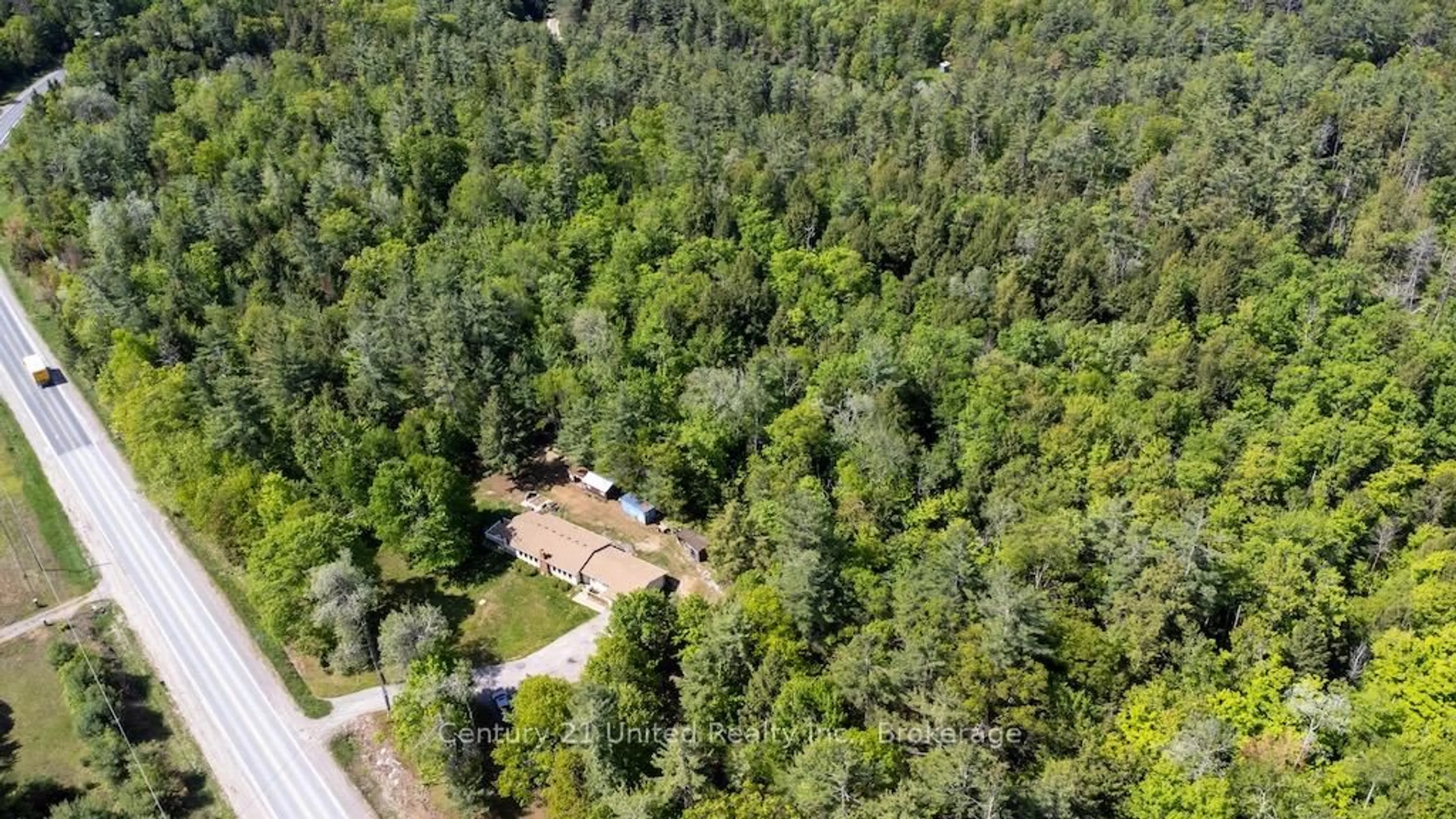 A pic from outside/outdoor area/front of a property/back of a property/a pic from drone, forest/trees view for 254 County Rd 620, North Kawartha Ontario K0L 1A0