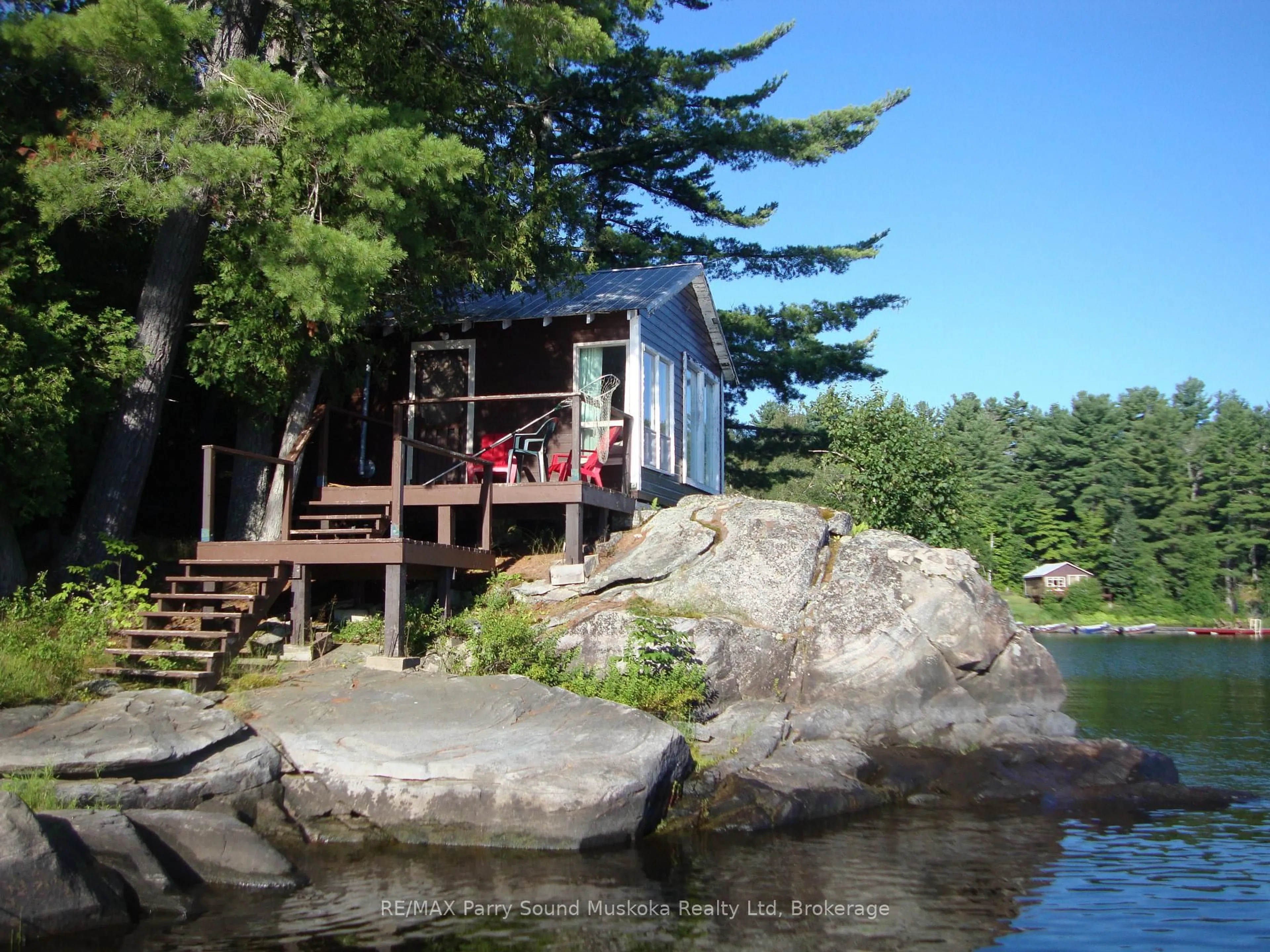 Patio, water/lake/river/ocean view for 66E Pickerel River, Parry Sound Remote Area Ontario P0G 1J0
