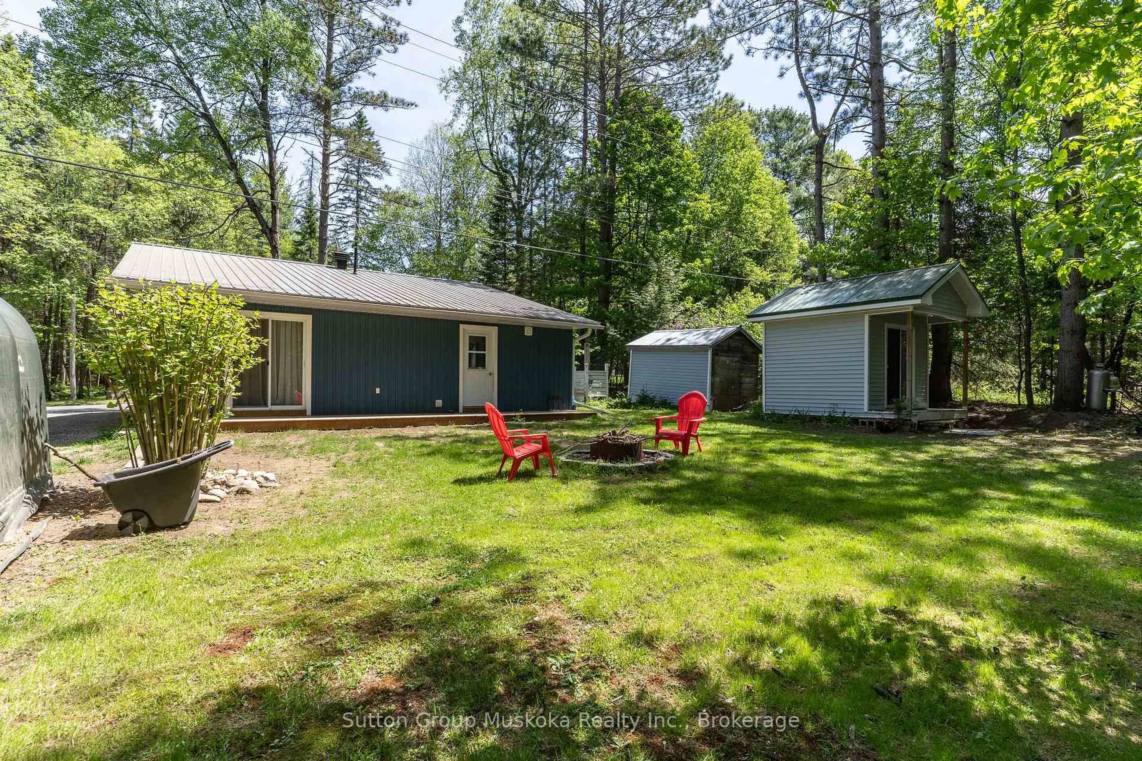 Patio, forest/trees view for 290 South Waseosa Lake Rd, Huntsville Ontario P1H 2N5