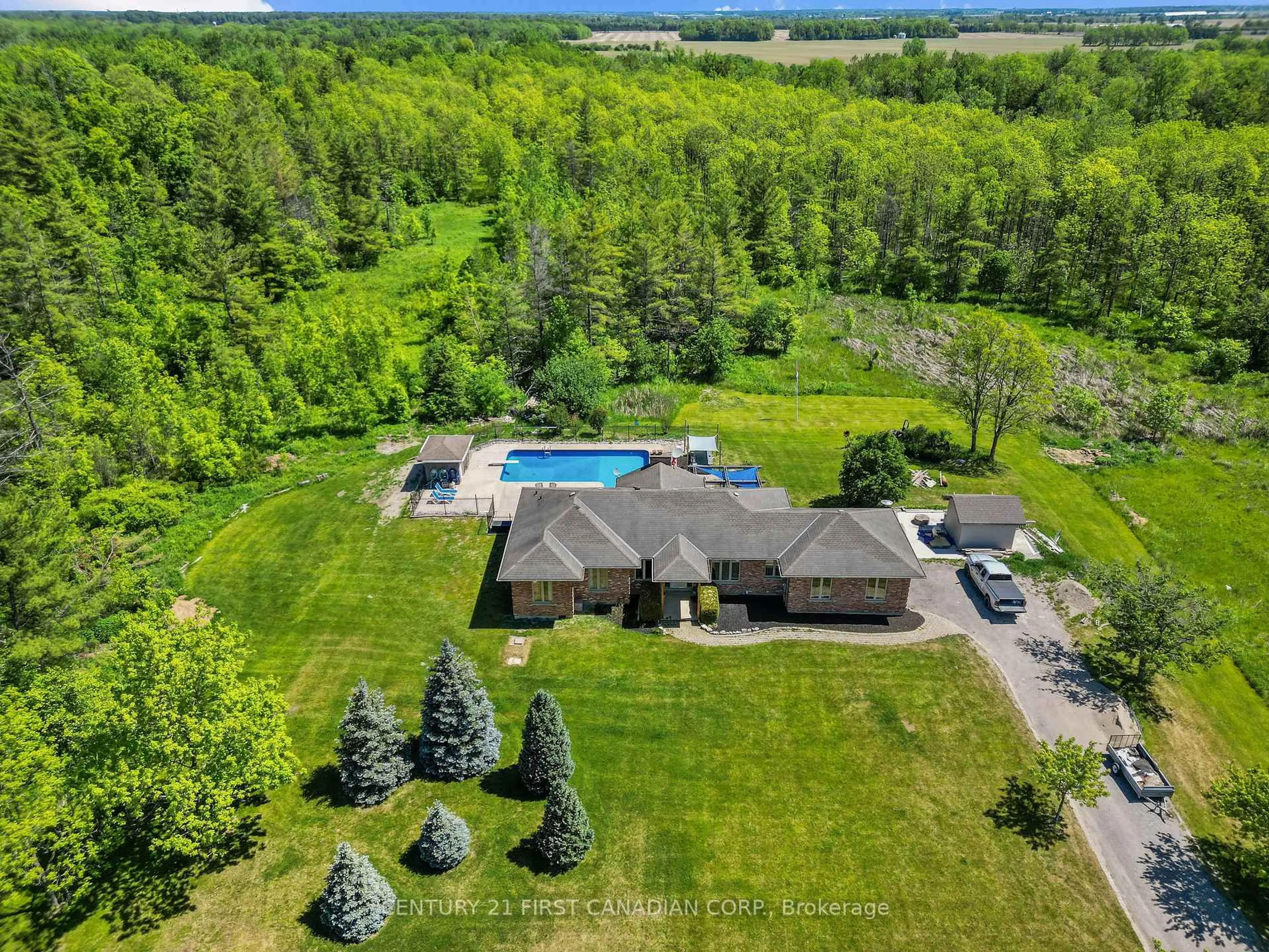 A pic from outside/outdoor area/front of a property/back of a property/a pic from drone, water/lake/river/ocean view for 26210 Nairn Rd, North Middlesex Ontario N0M 1A0