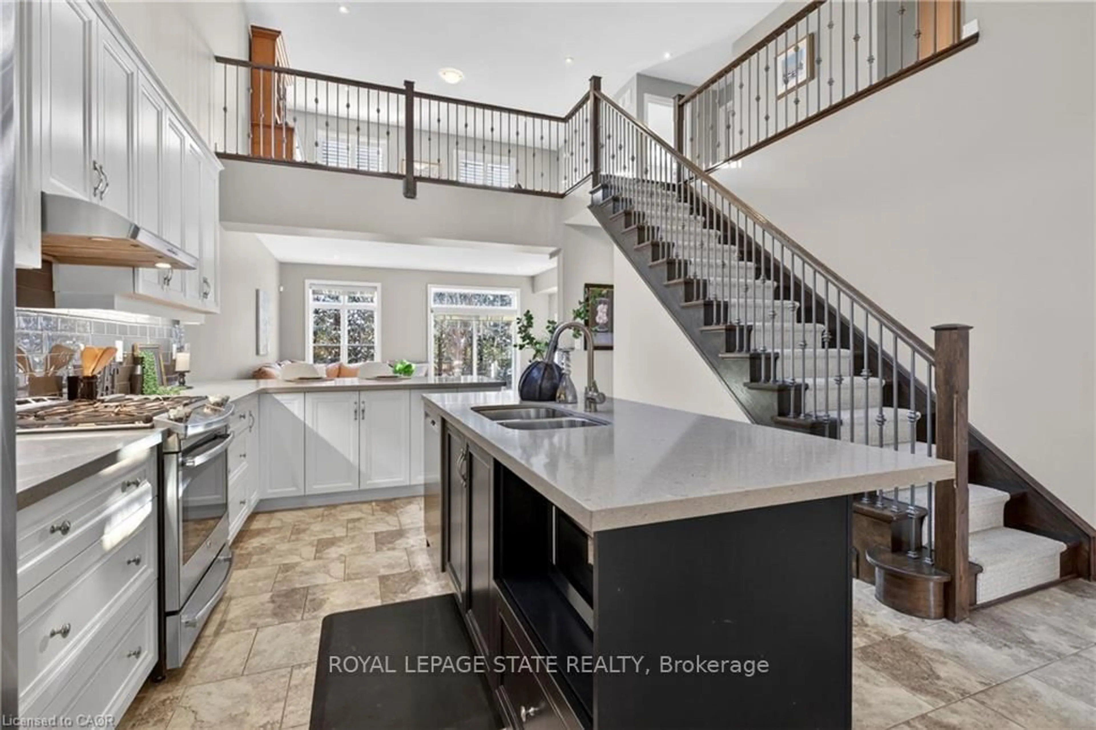 Open concept kitchen, ceramic/tile floor for 27 Black Walnut Cres, Hamilton Ontario L9K 0B7