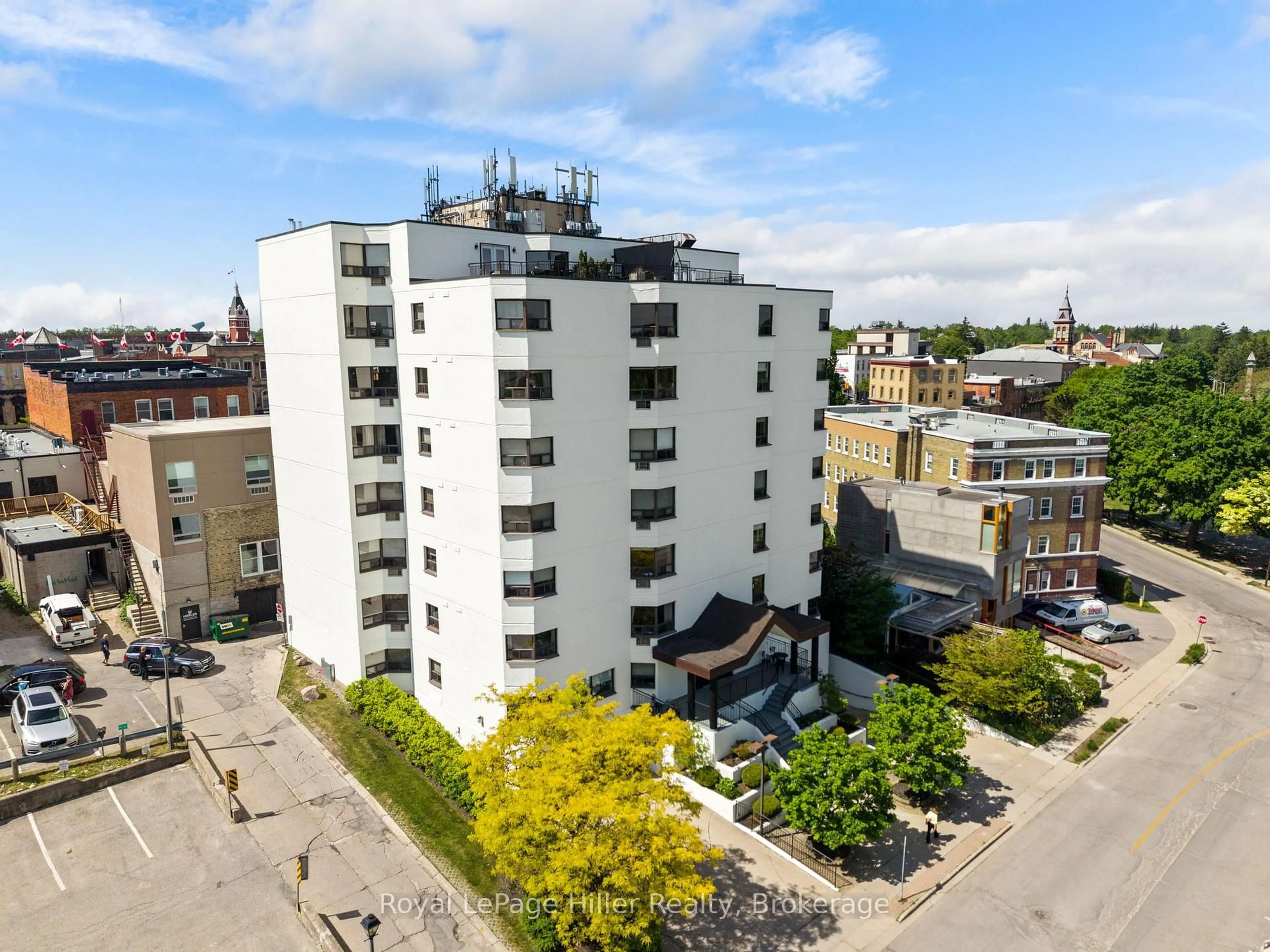 A pic from outside/outdoor area/front of a property/back of a property/a pic from drone, city buildings view from balcony for 11 Cobourg St #103, Stratford Ontario N5A 3E4