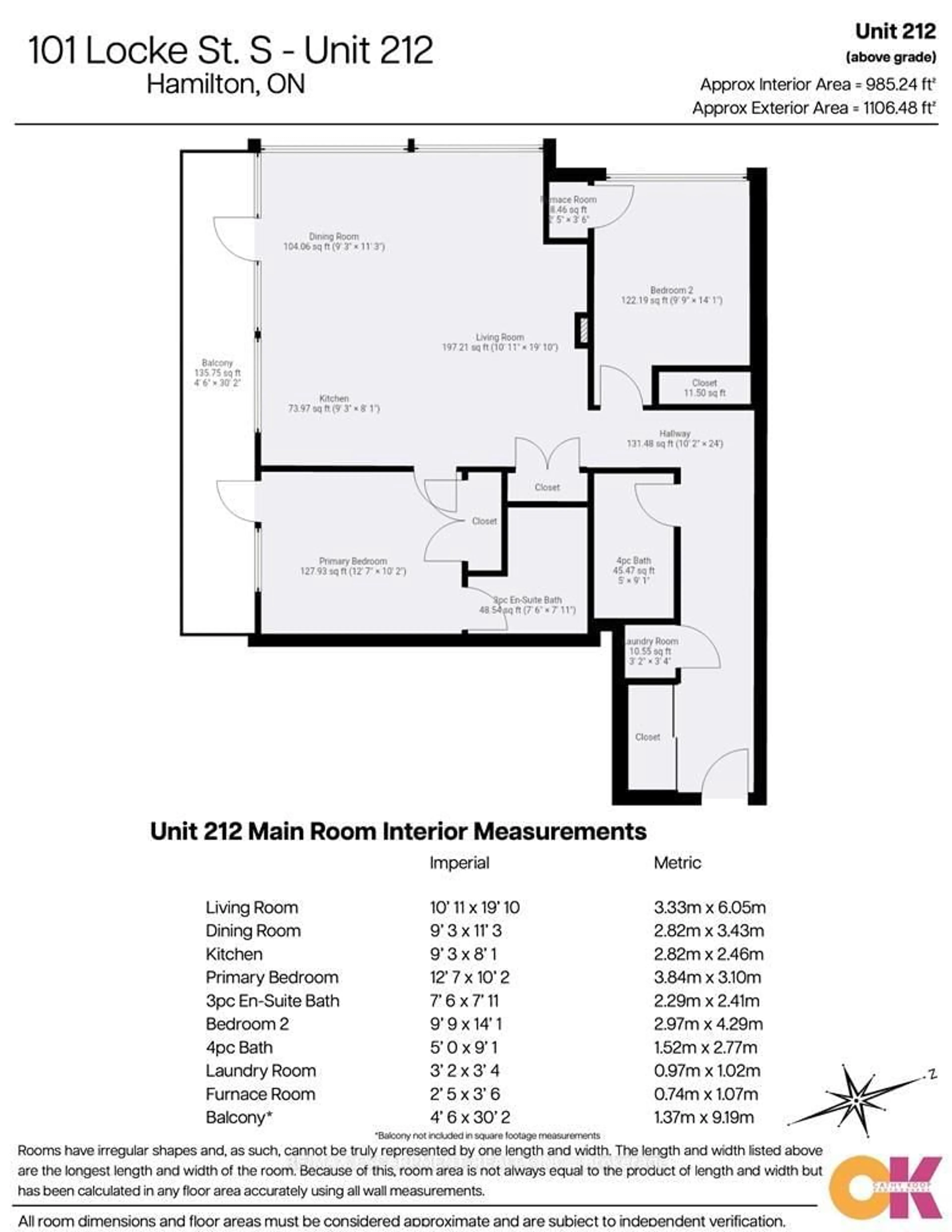 Floor plan for 101 Locke St #212, Hamilton Ontario L8P 4A6
