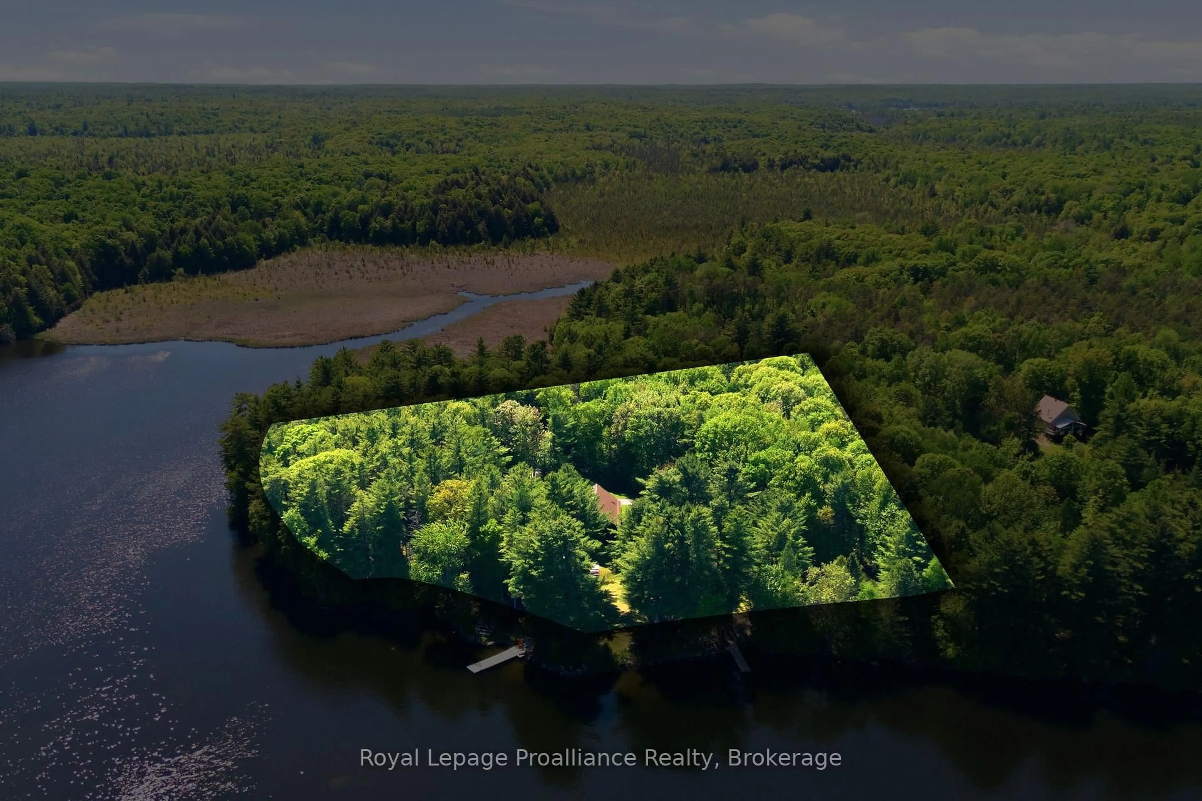 A pic from outside/outdoor area/front of a property/back of a property/a pic from drone, water/lake/river/ocean view for 1435 Whites Rd, Arden Ontario K0H 1B0