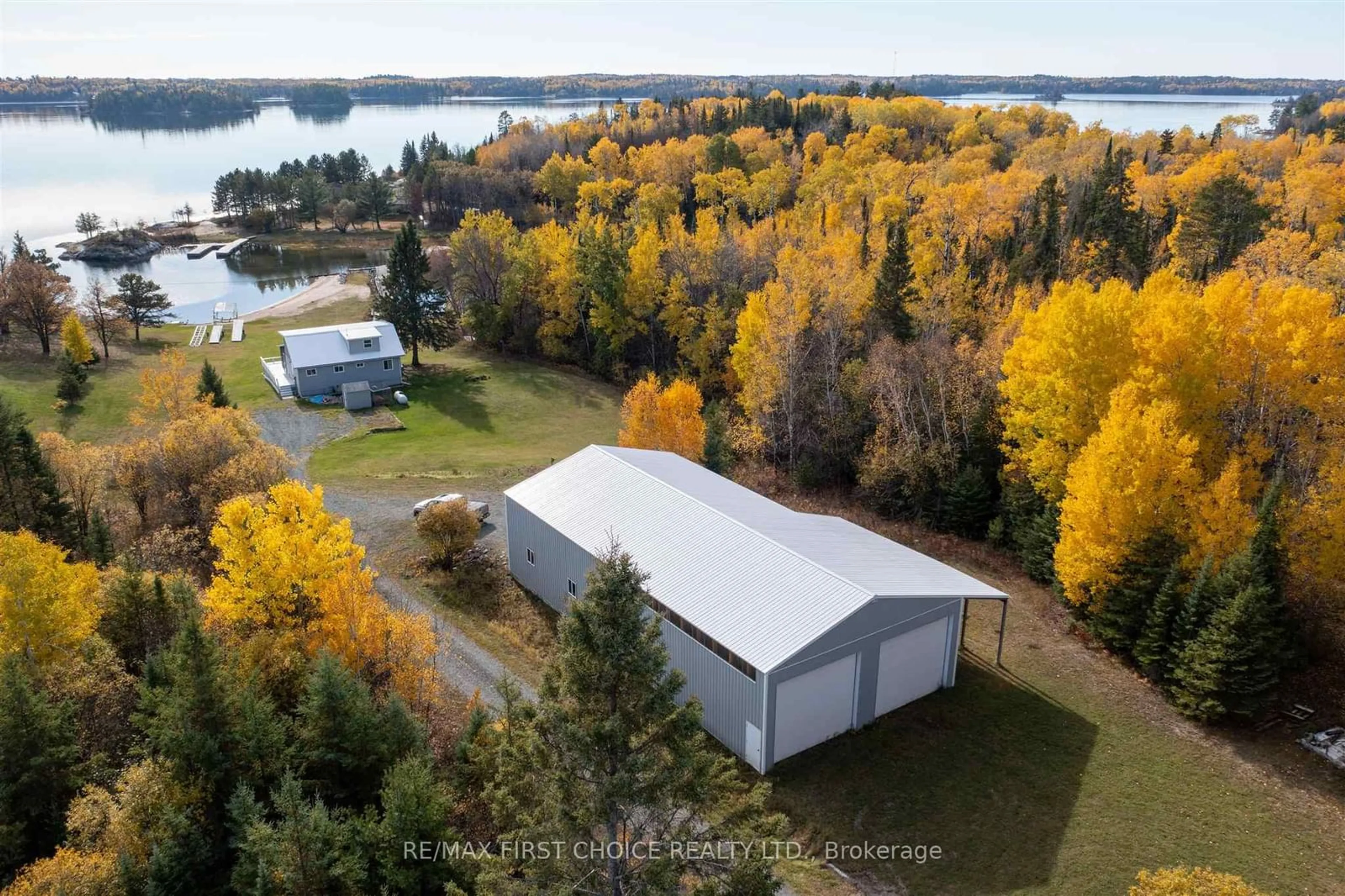 A pic from outside/outdoor area/front of a property/back of a property/a pic from drone, water/lake/river/ocean view for 20 Dubois Rd, Sioux Narrows-Nestor Falls Ontario P0X 1N0