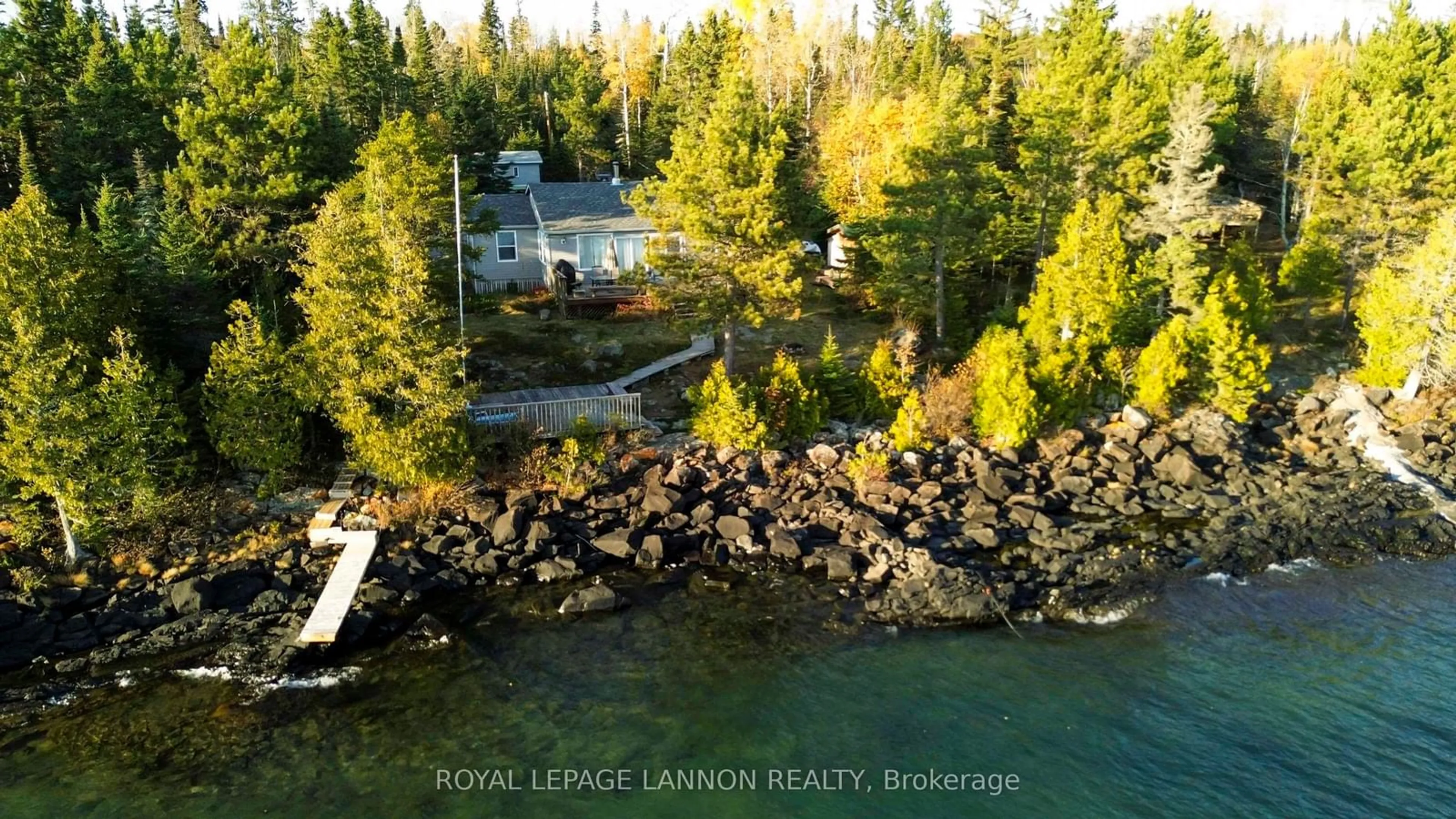 A pic from outside/outdoor area/front of a property/back of a property/a pic from drone, water/lake/river/ocean view for 351 Amethyst Harbour Cliff Rd, Shuniah Ontario P7A 0B4