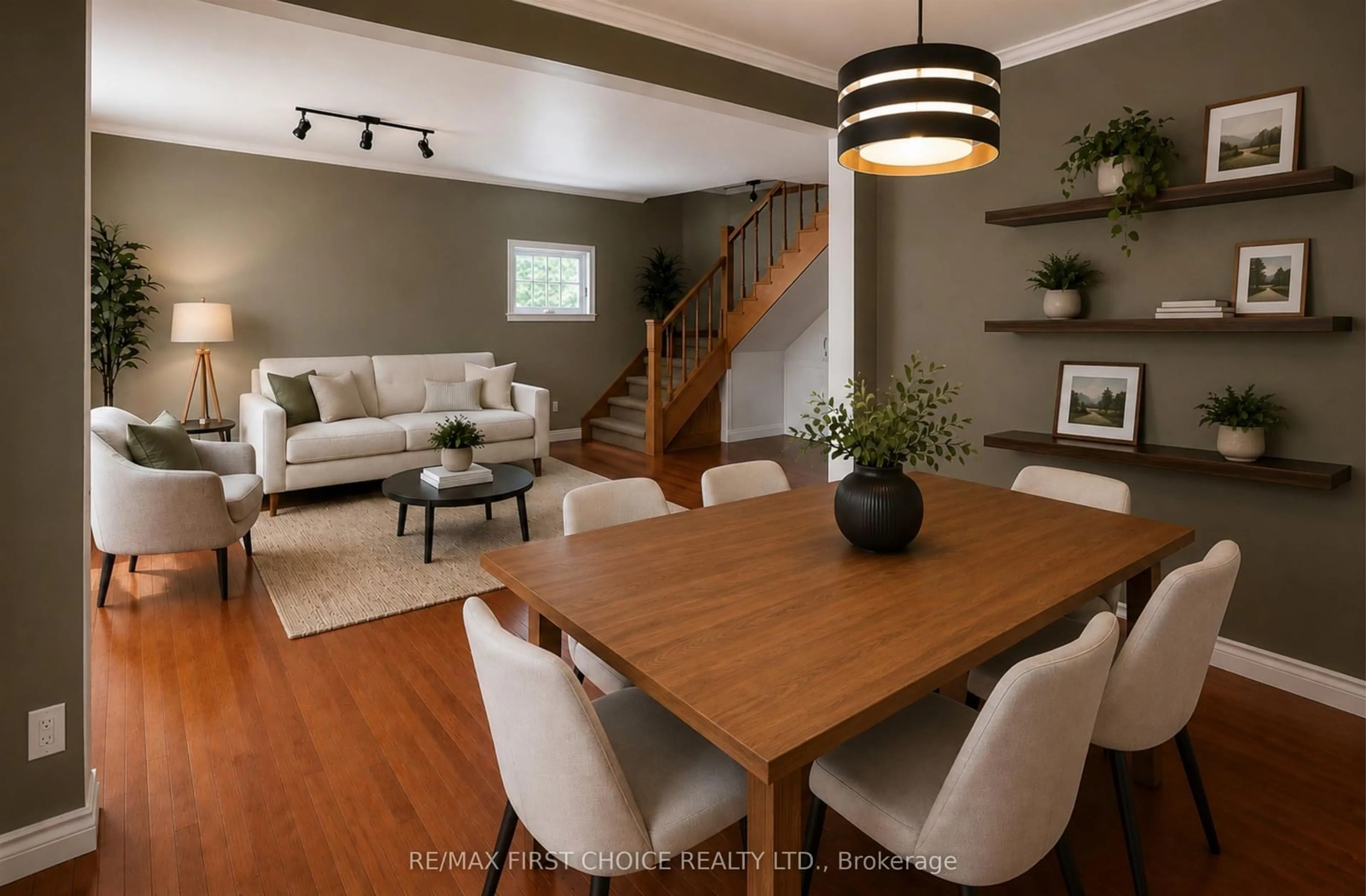 Living room with furniture, wood/laminate floor for 1202 Second St, Fort Frances Ontario P9A 1P4