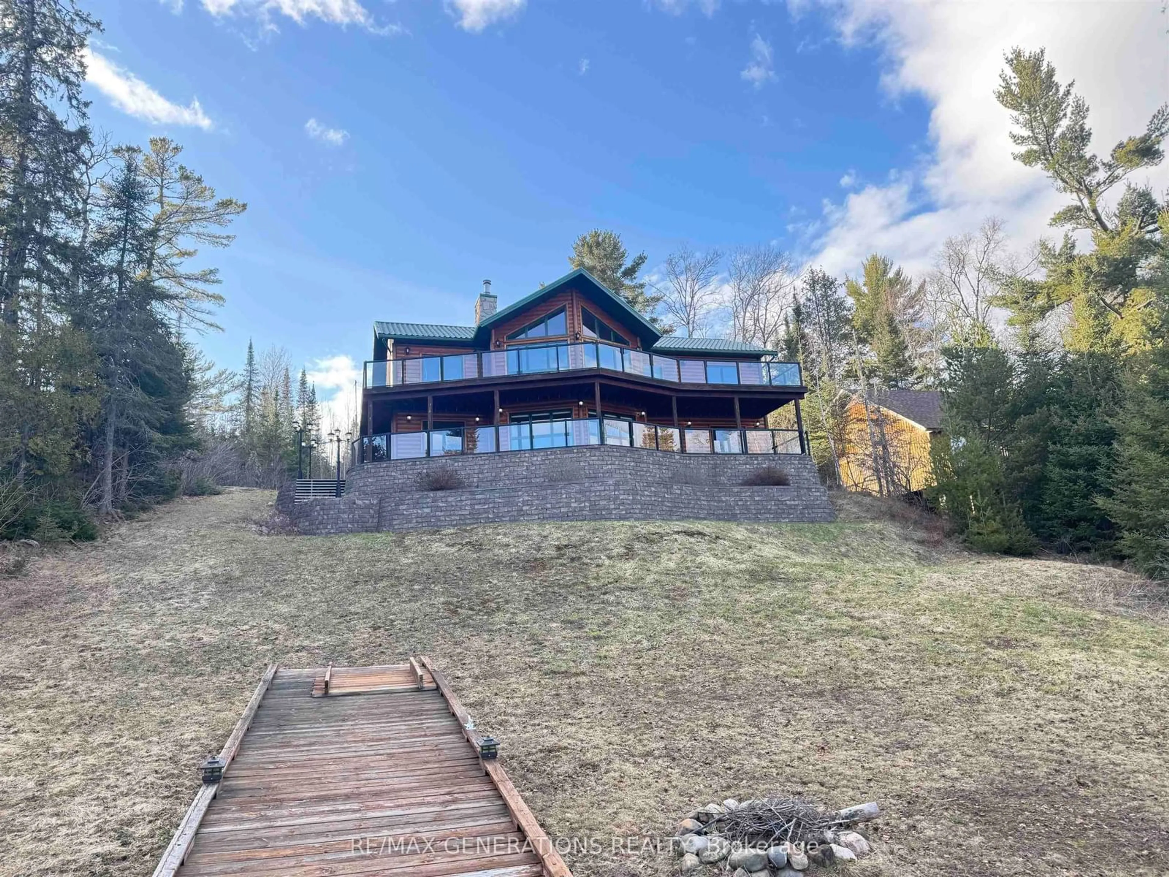 A pic from outside/outdoor area/front of a property/back of a property/a pic from drone, water/lake/river/ocean view for 477 Highway 586, Thunder Bay Remote Area Ontario P0T 2T0