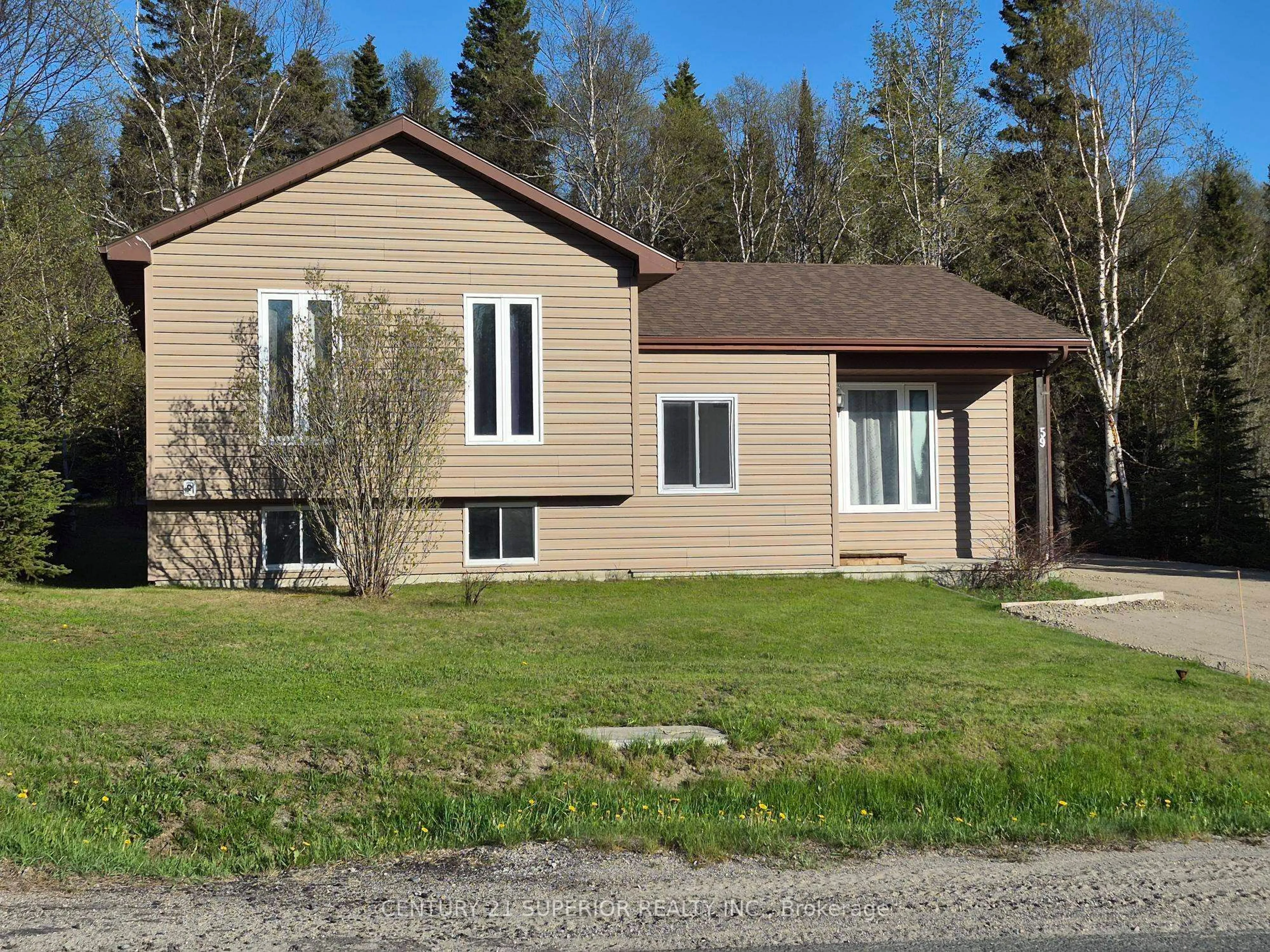 Home with vinyl exterior material, street for 59 Hemlo Drive, Marathon Ontario P0T 2E0