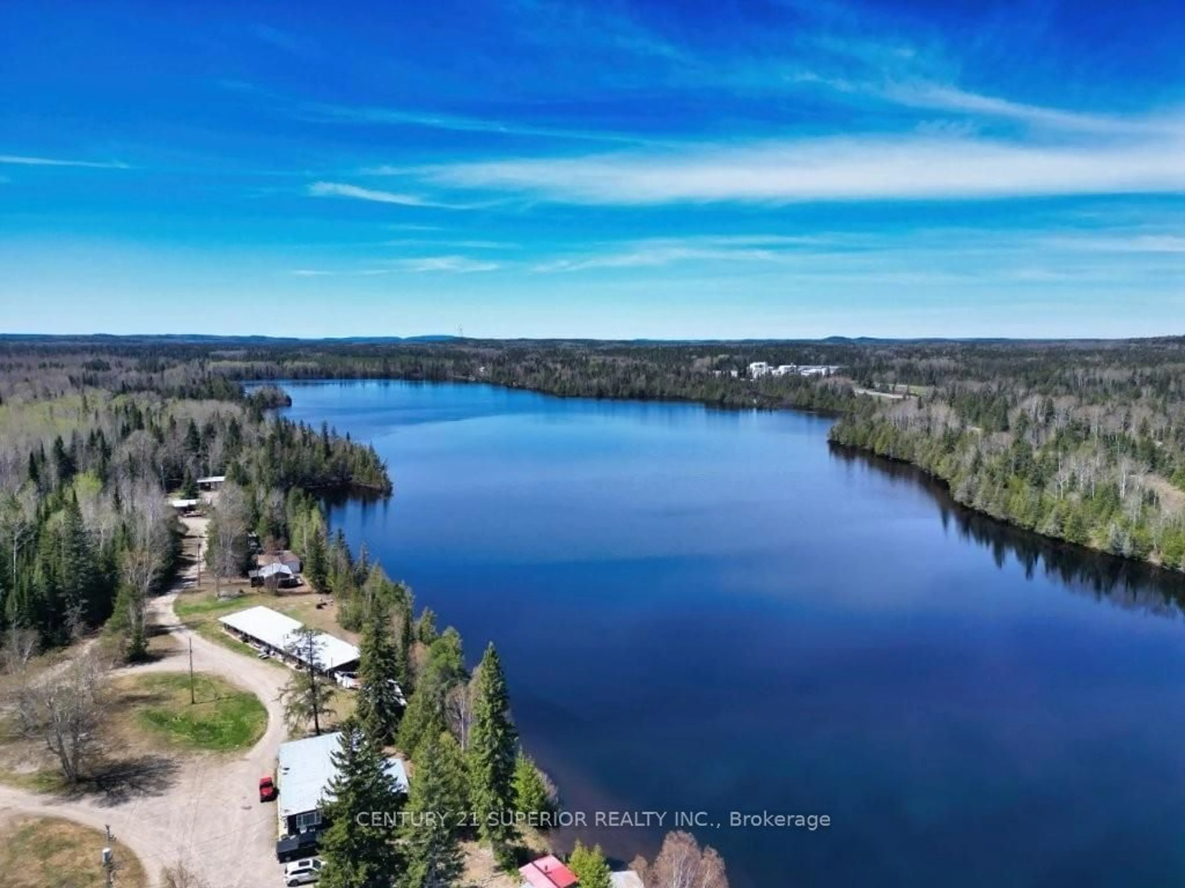 A pic from outside/outdoor area/front of a property/back of a property/a pic from drone, water/lake/river/ocean view for 1 Cedar Shores Road, Greenstone Ontario P0T 1V0