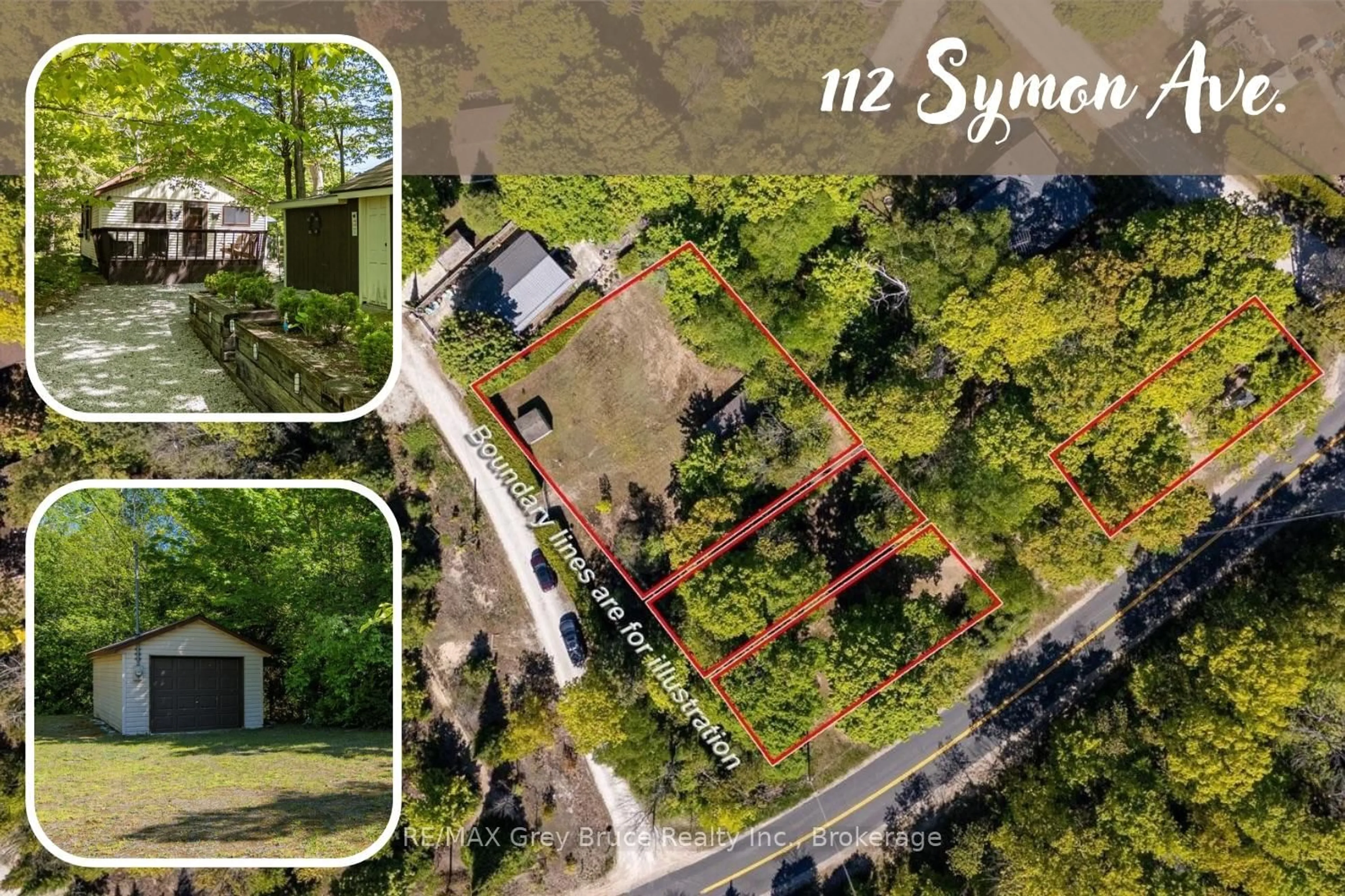 A pic from outside/outdoor area/front of a property/back of a property/a pic from drone, street for 112 Symon Ave, South Bruce Peninsula Ontario N0H 2T0