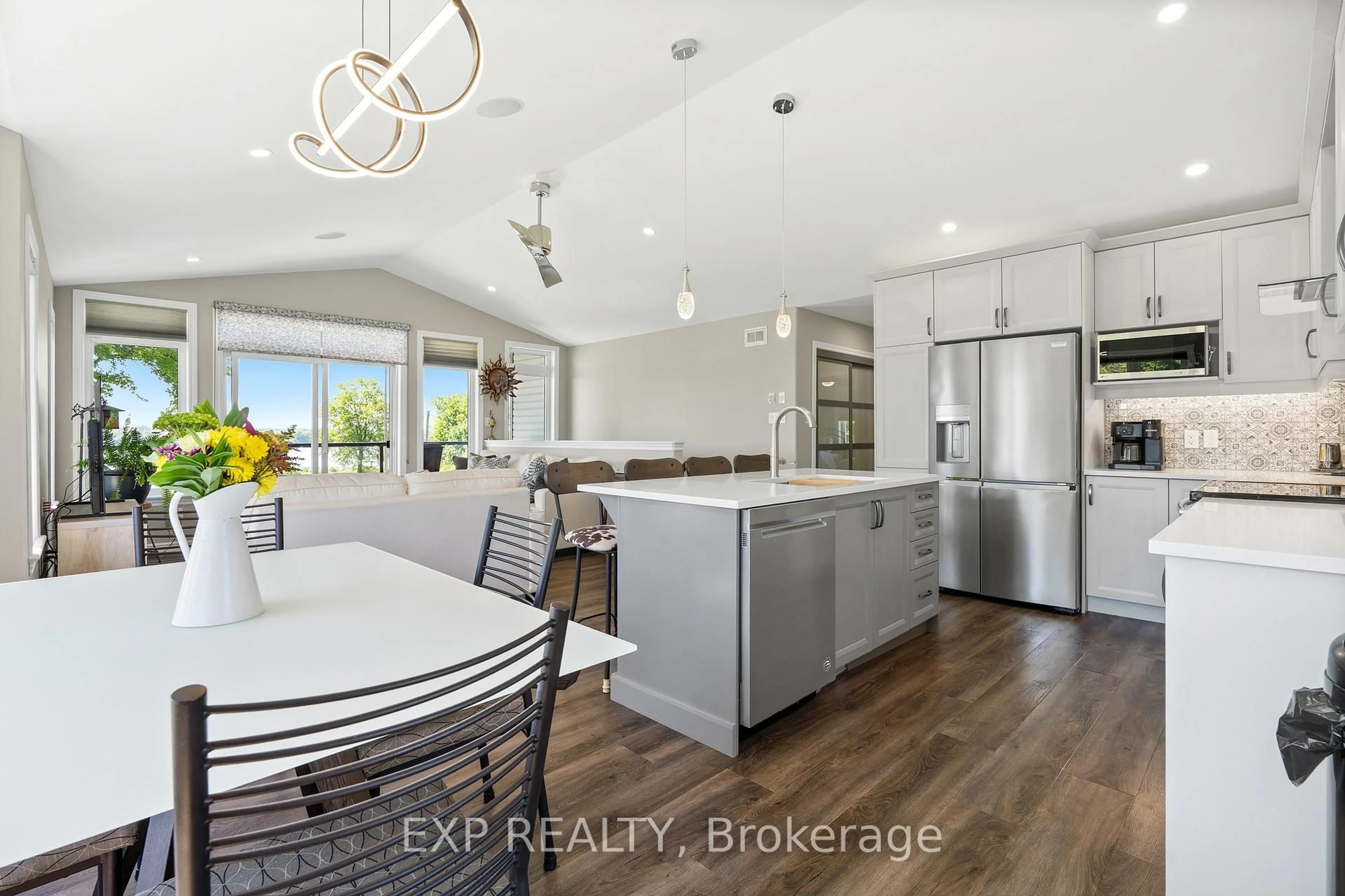 Open concept kitchen, wood/laminate floor for 10029 County 2 Rd, South Dundas Ontario K0E 1K0