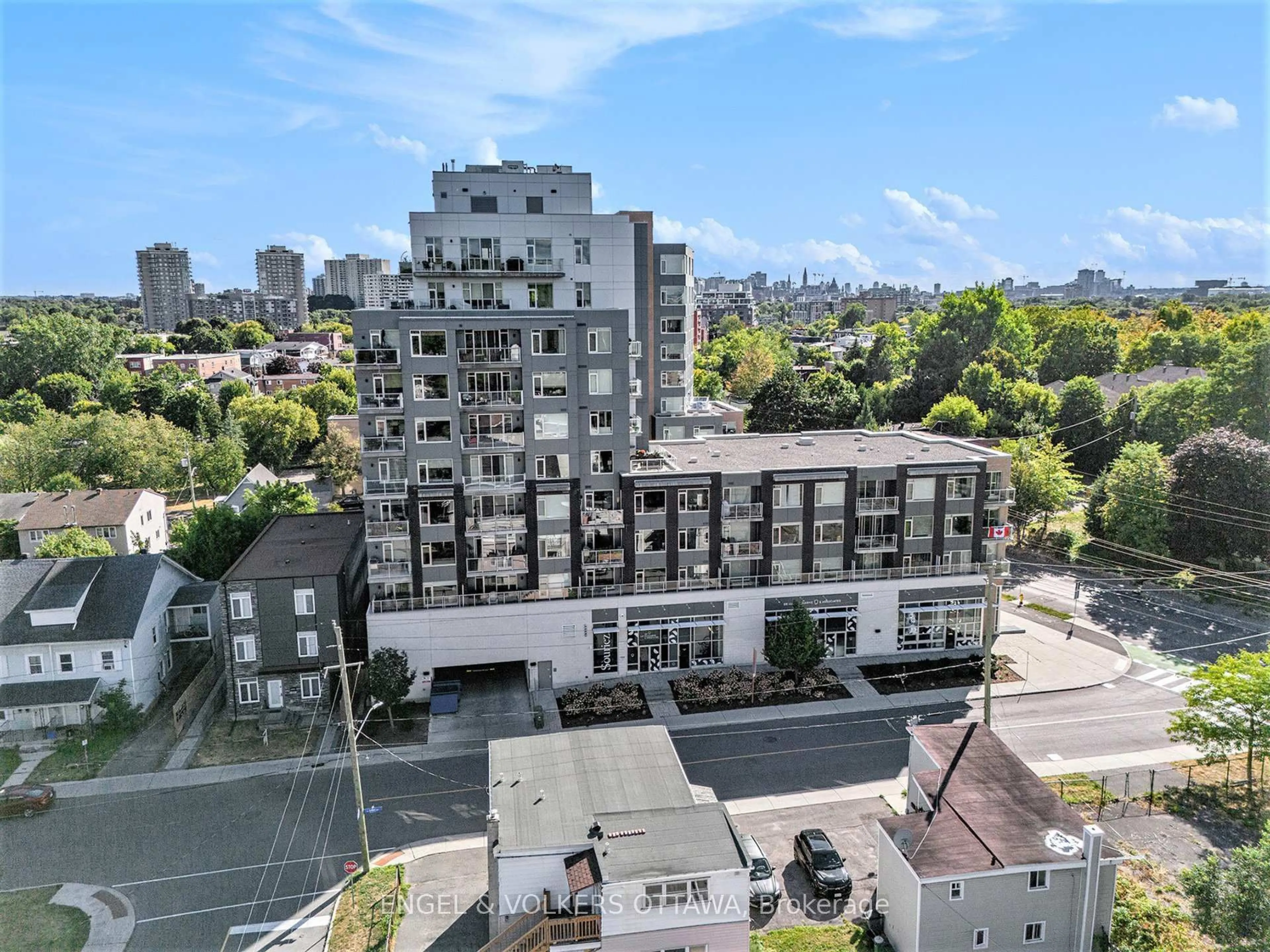 A pic from outside/outdoor area/front of a property/back of a property/a pic from drone, city buildings view from balcony for 7 Marquette Ave #605, Ottawa Ontario K1L 8A7