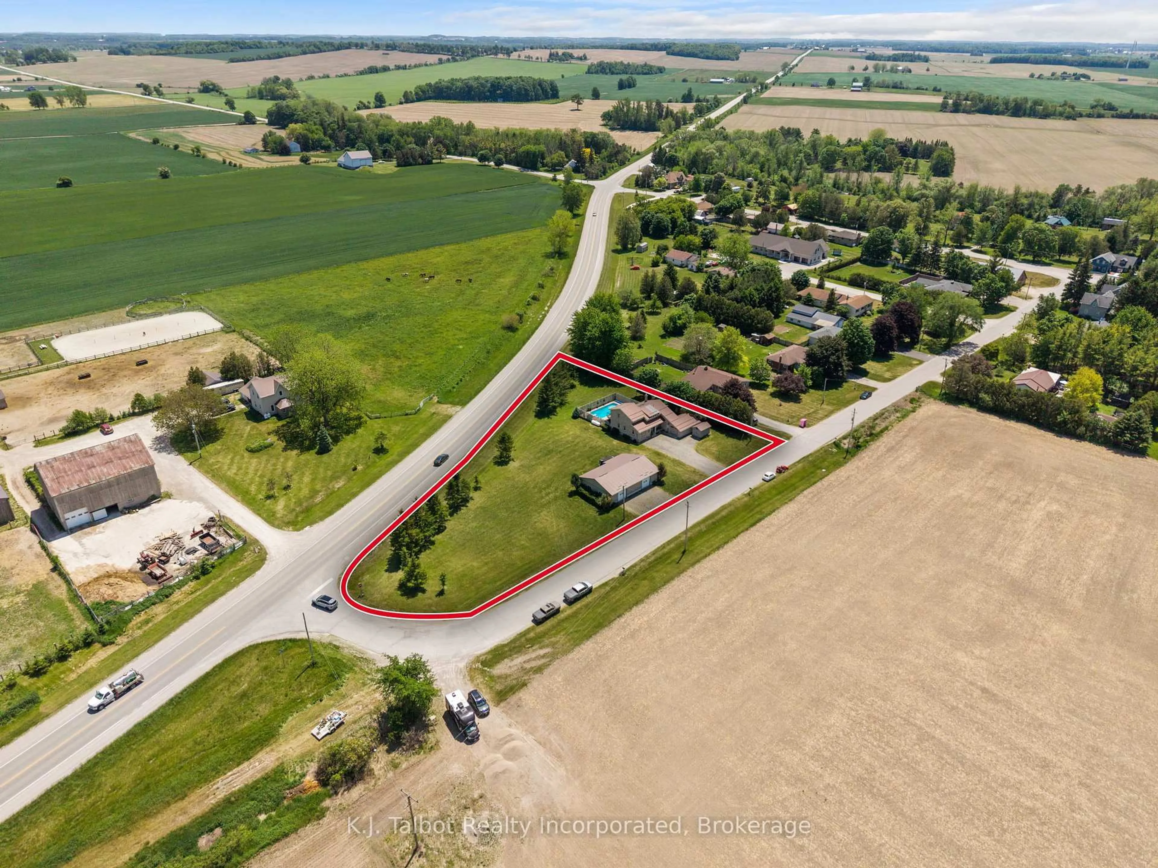 A pic from outside/outdoor area/front of a property/back of a property/a pic from drone, street for 83054 Corrins Line, Ashfield-Colborne-Wawanosh Ontario N7A 3Y3