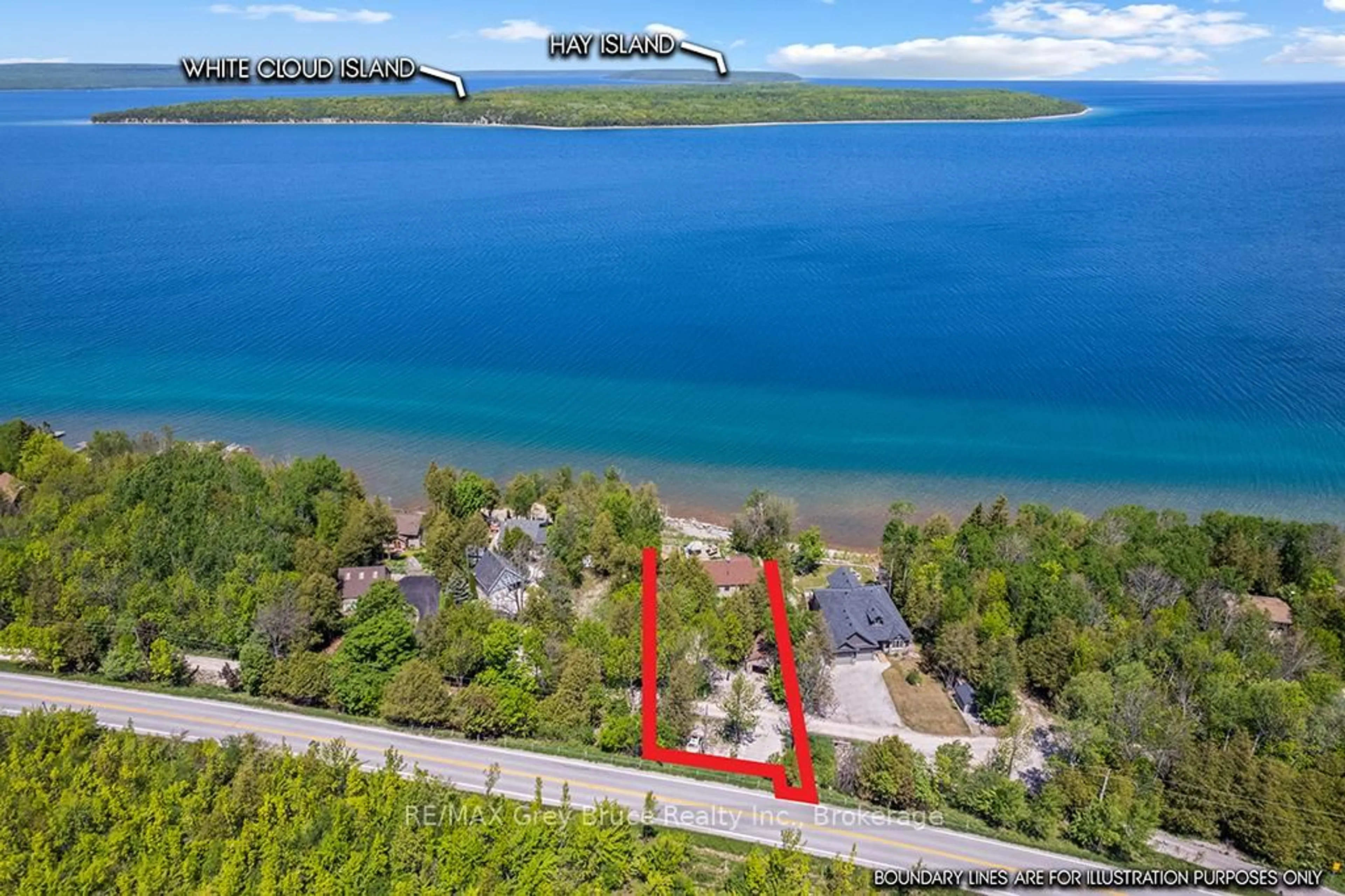 A pic from outside/outdoor area/front of a property/back of a property/a pic from drone, water/lake/river/ocean view for 121 Ivy Dr, Georgian Bluffs Ontario N0H 2T0