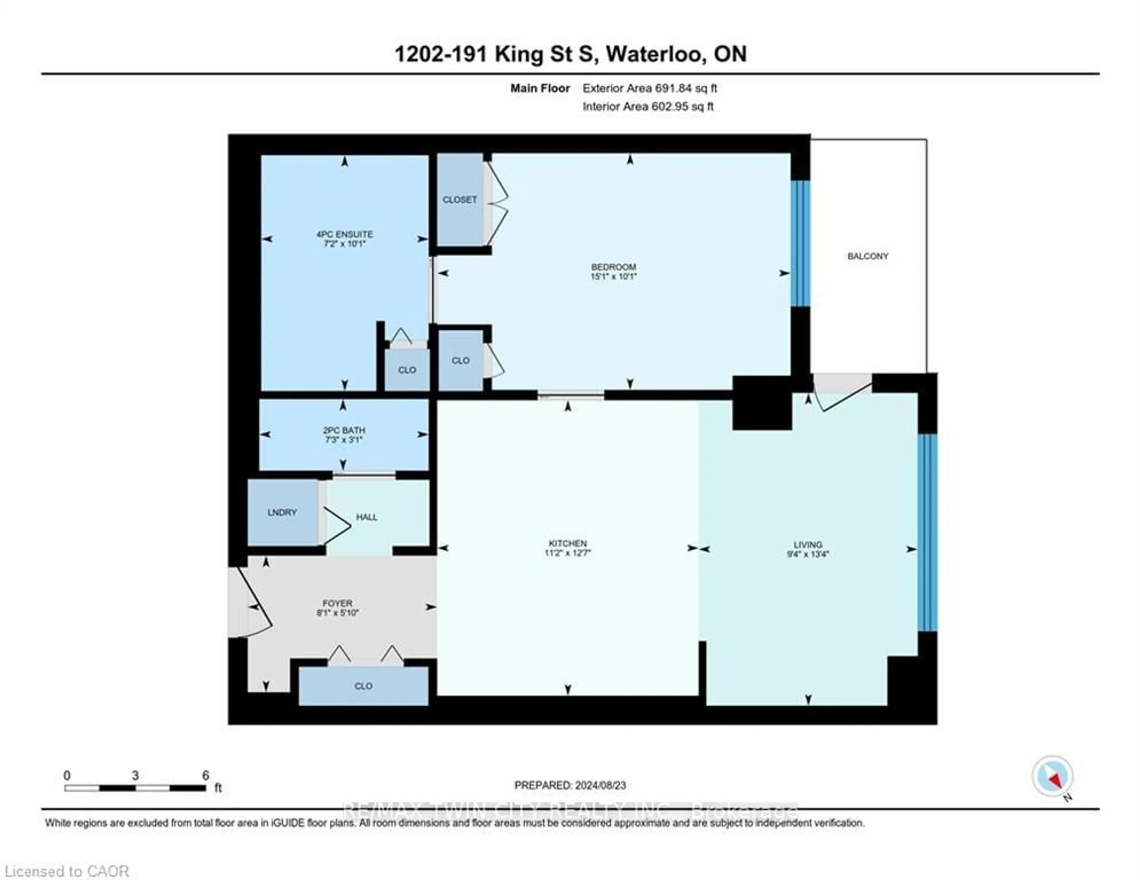 Floor plan for 191 King St #1202, Waterloo Ontario N2J 1R1
