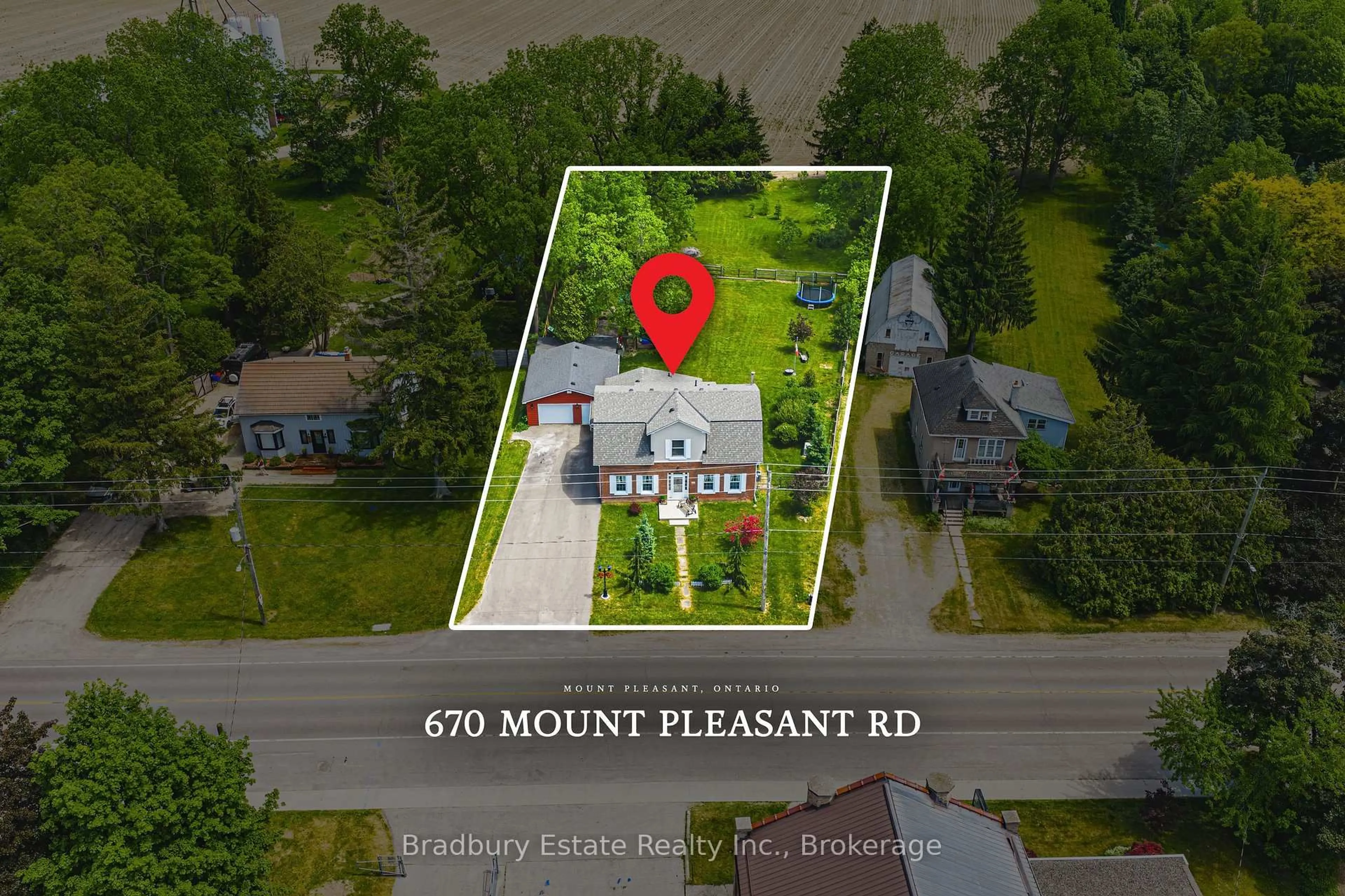 A pic from outside/outdoor area/front of a property/back of a property/a pic from drone, street for 670 Mount Pleasant Rd, Brant Ontario N0E 1K0
