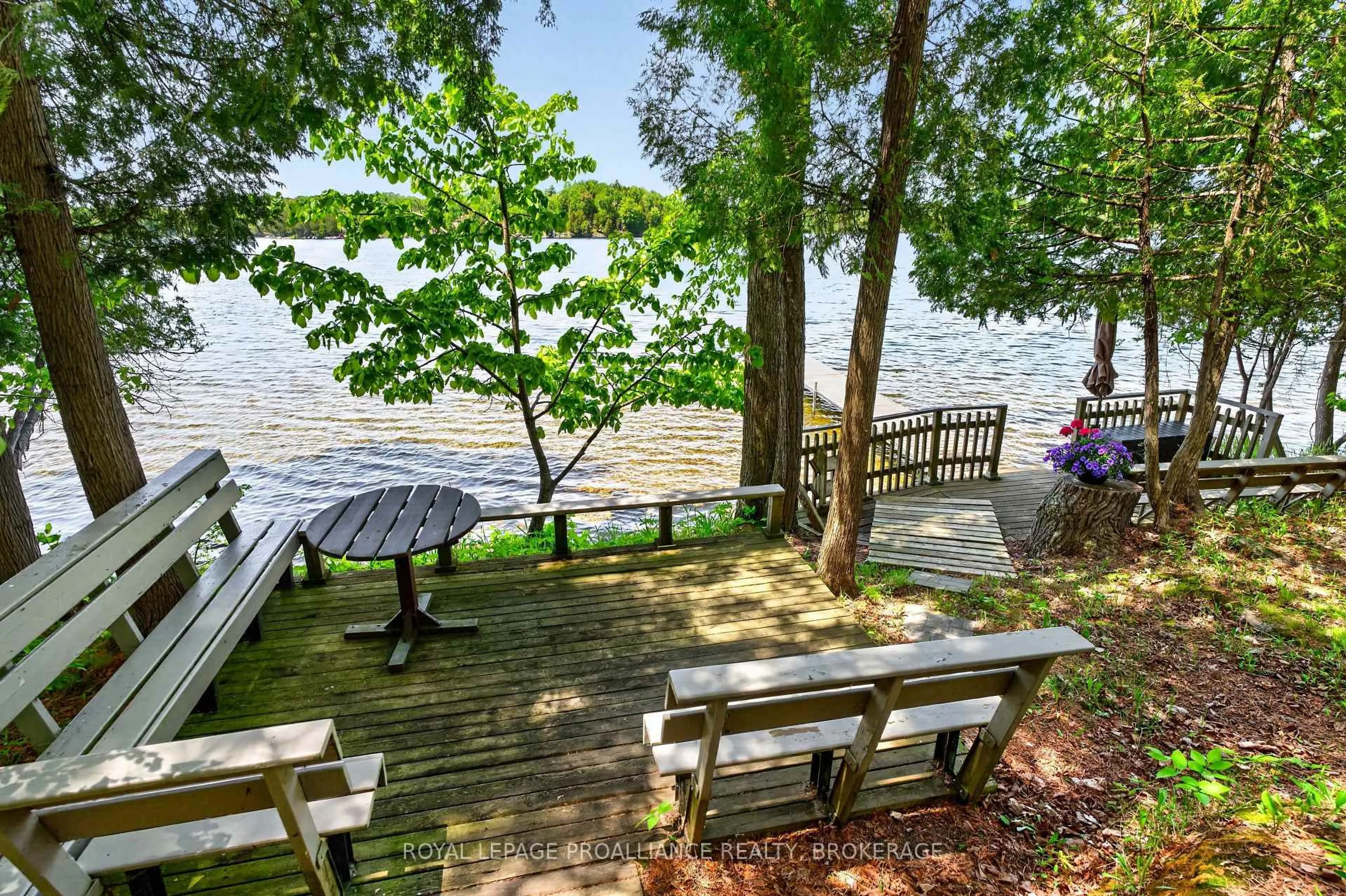 Patio, water/lake/river/ocean view for 58 Lower Lake Lane, Godfrey Ontario K0H 1T0