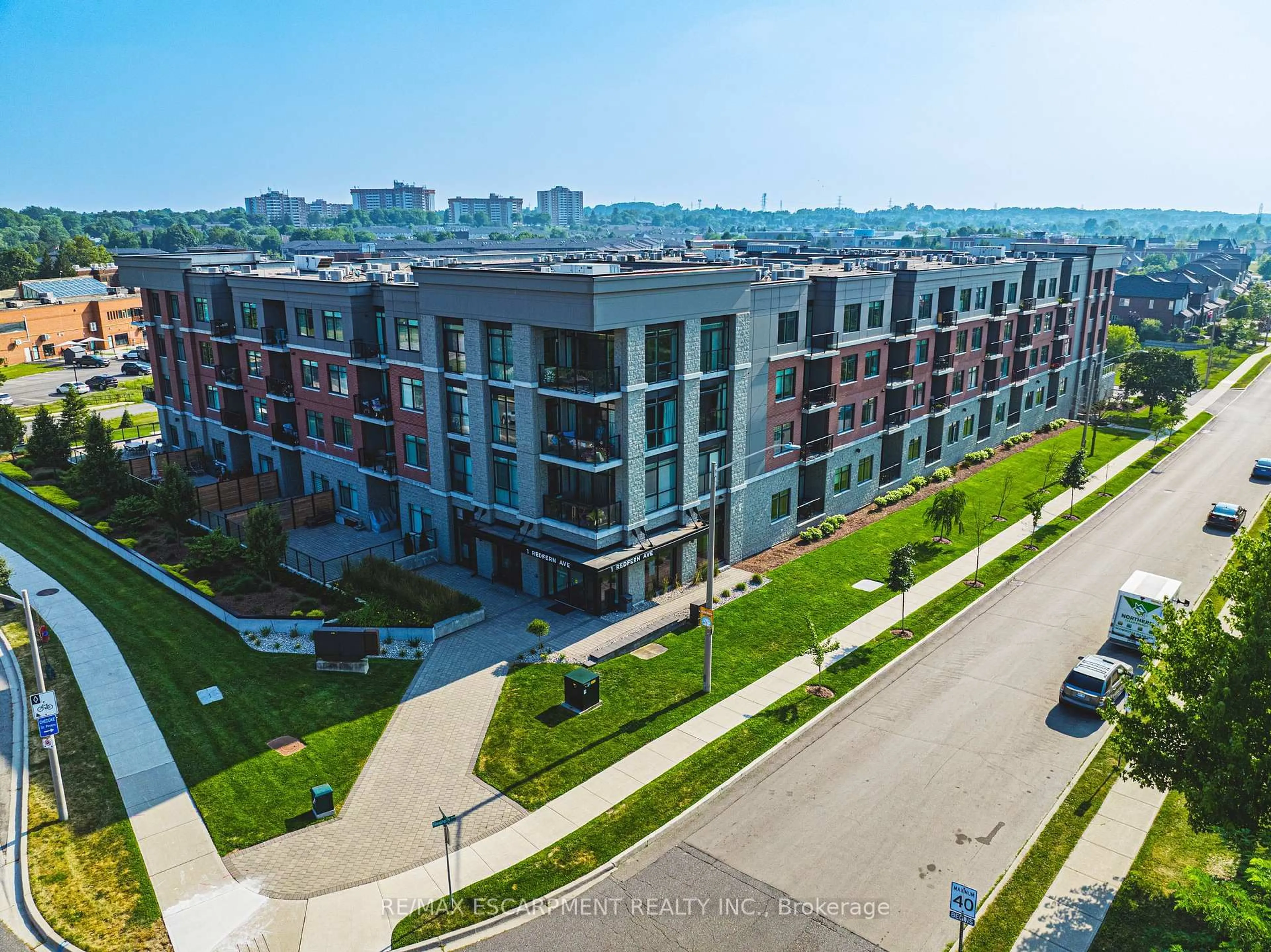 A pic from outside/outdoor area/front of a property/back of a property/a pic from drone, city buildings view from balcony for 1 Redfern Ave #317, Hamilton Ontario L9C 0E6