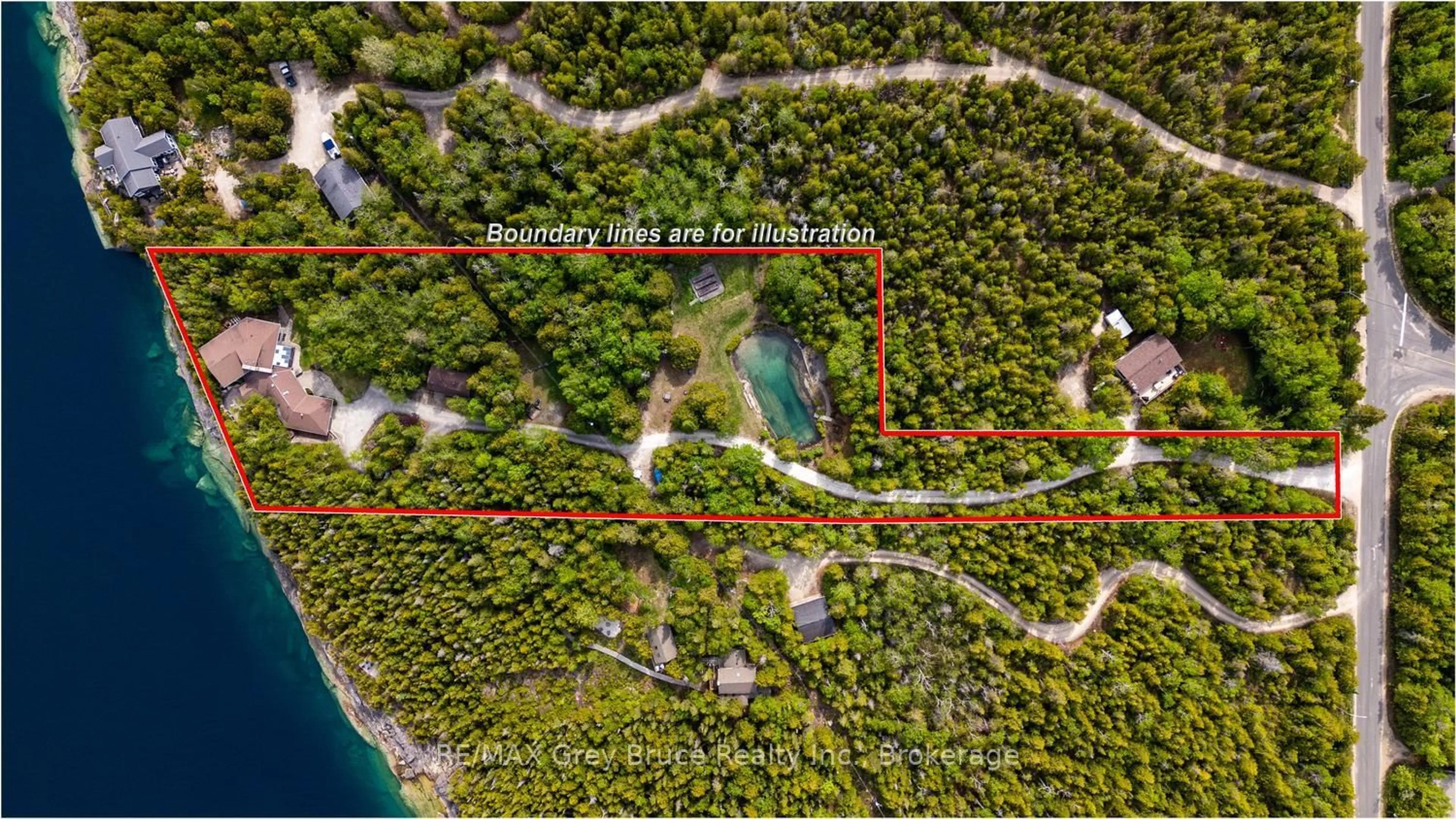 A pic from outside/outdoor area/front of a property/back of a property/a pic from drone, water/lake/river/ocean view for 28 Elgin St, Northern Bruce Peninsula Ontario N0H 2R0