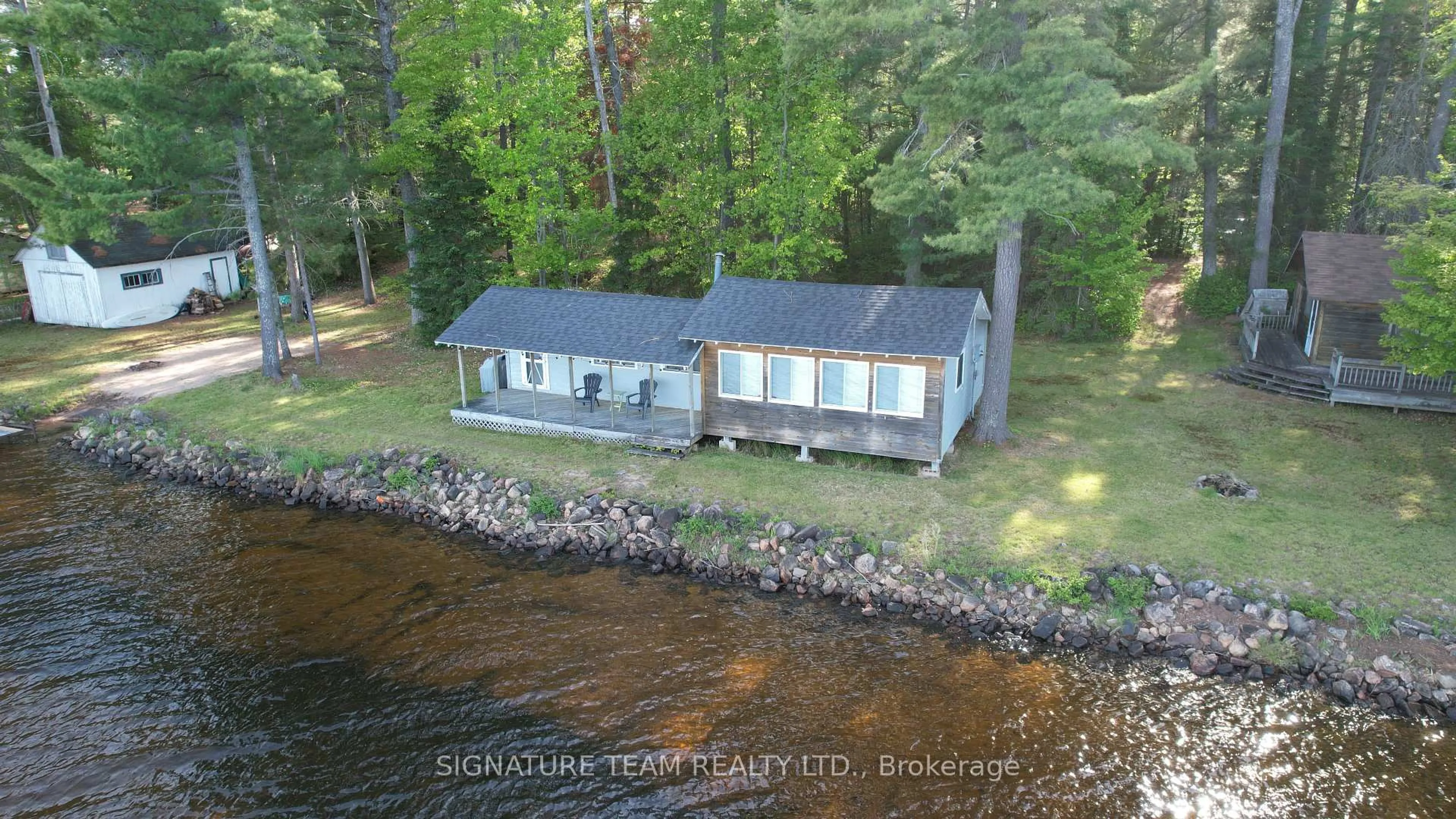 A pic from outside/outdoor area/front of a property/back of a property/a pic from drone, water/lake/river/ocean view for 3660 A Round Lake Rd, Killaloe Ontario K0J 2A0