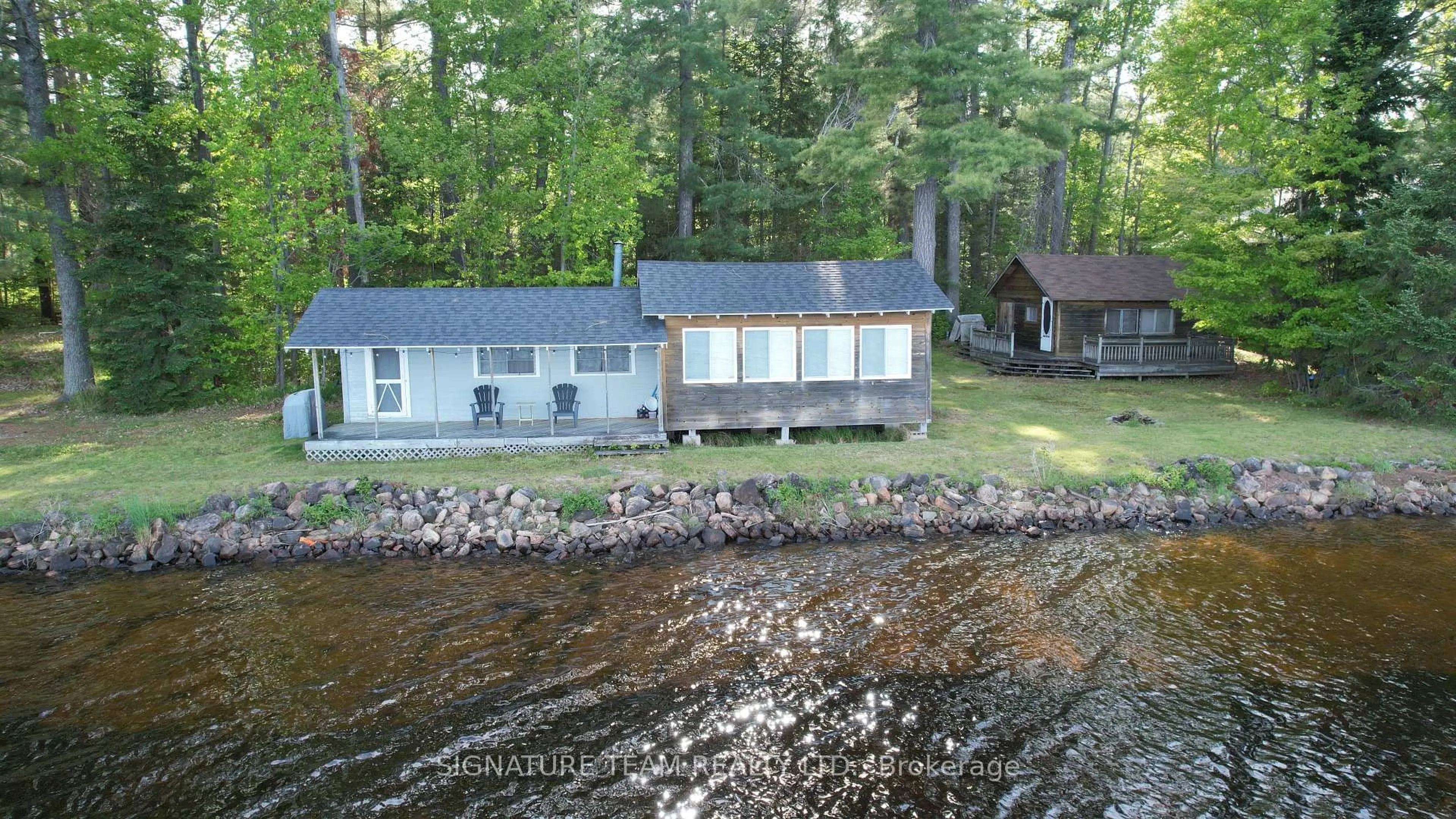 A pic from outside/outdoor area/front of a property/back of a property/a pic from drone, water/lake/river/ocean view for 3660 A Round Lake Rd, Killaloe Ontario K0J 2A0