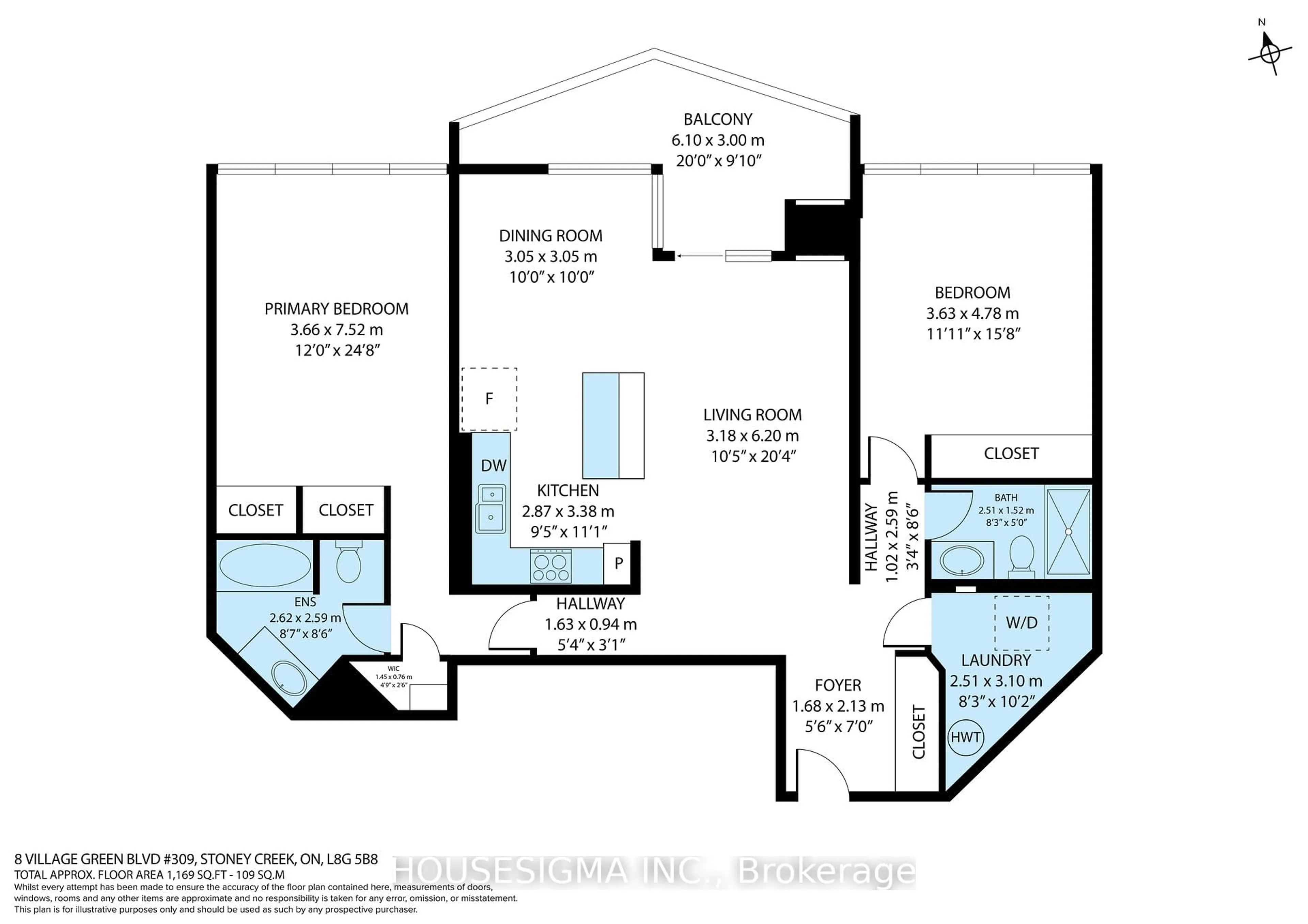 Floor plan for 8 Village Green Blvd #309, Hamilton Ontario L8G 5B8