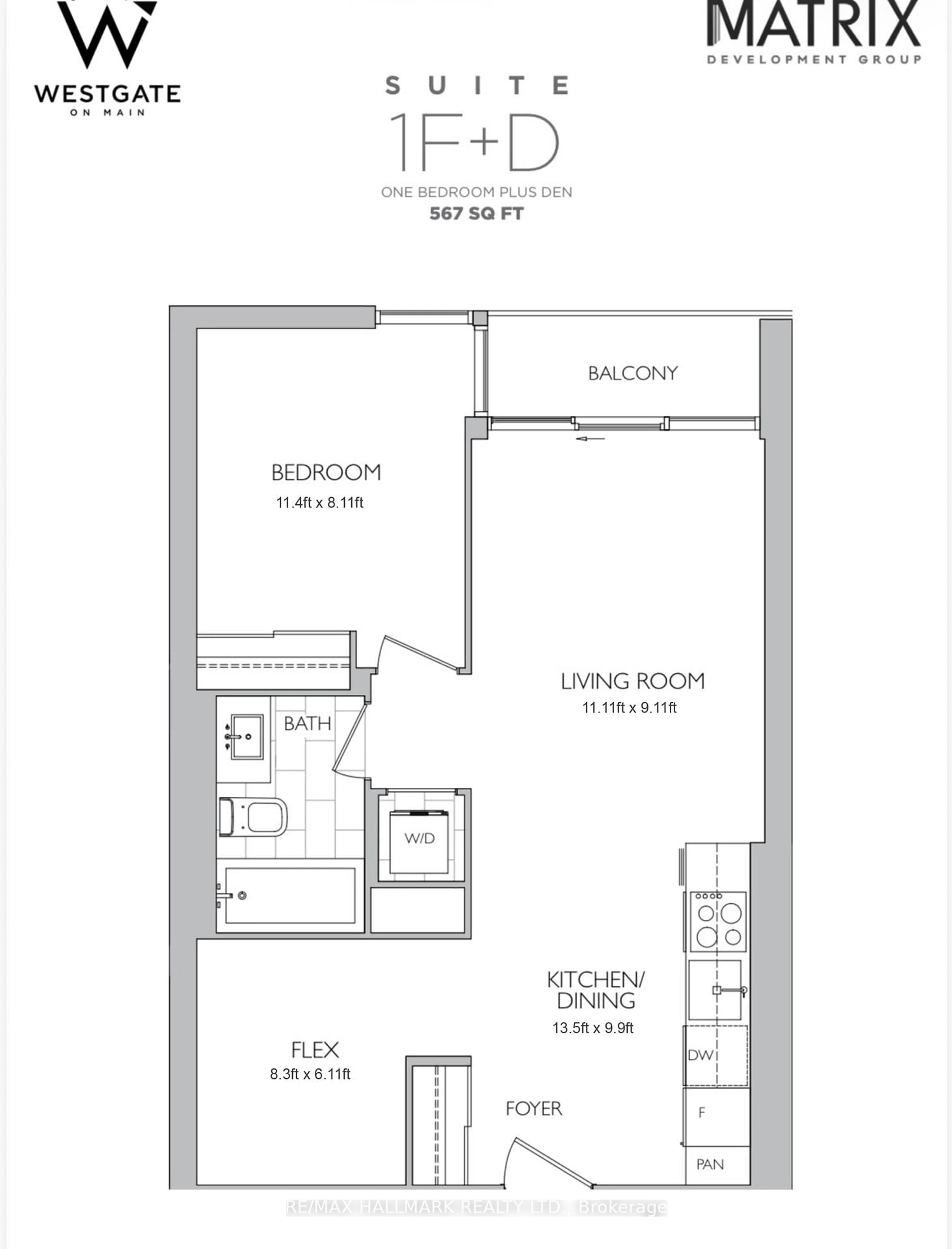 Floor plan for 415 Main St #612, Hamilton Ontario L8P 0C9