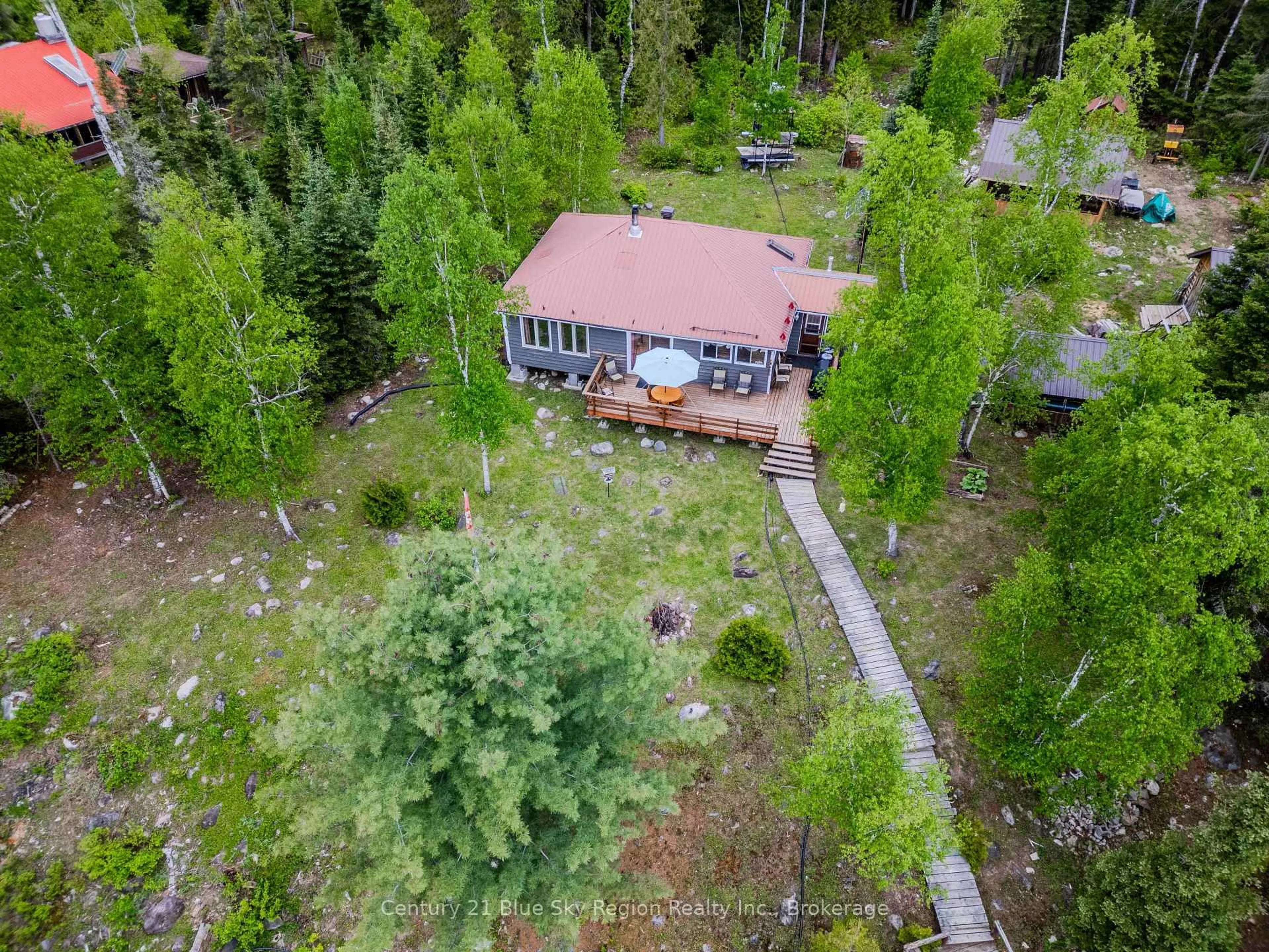 A pic from outside/outdoor area/front of a property/back of a property/a pic from drone, forest/trees view for 10385 RABBIT LAKE, Temagami Ontario P0H 2H0