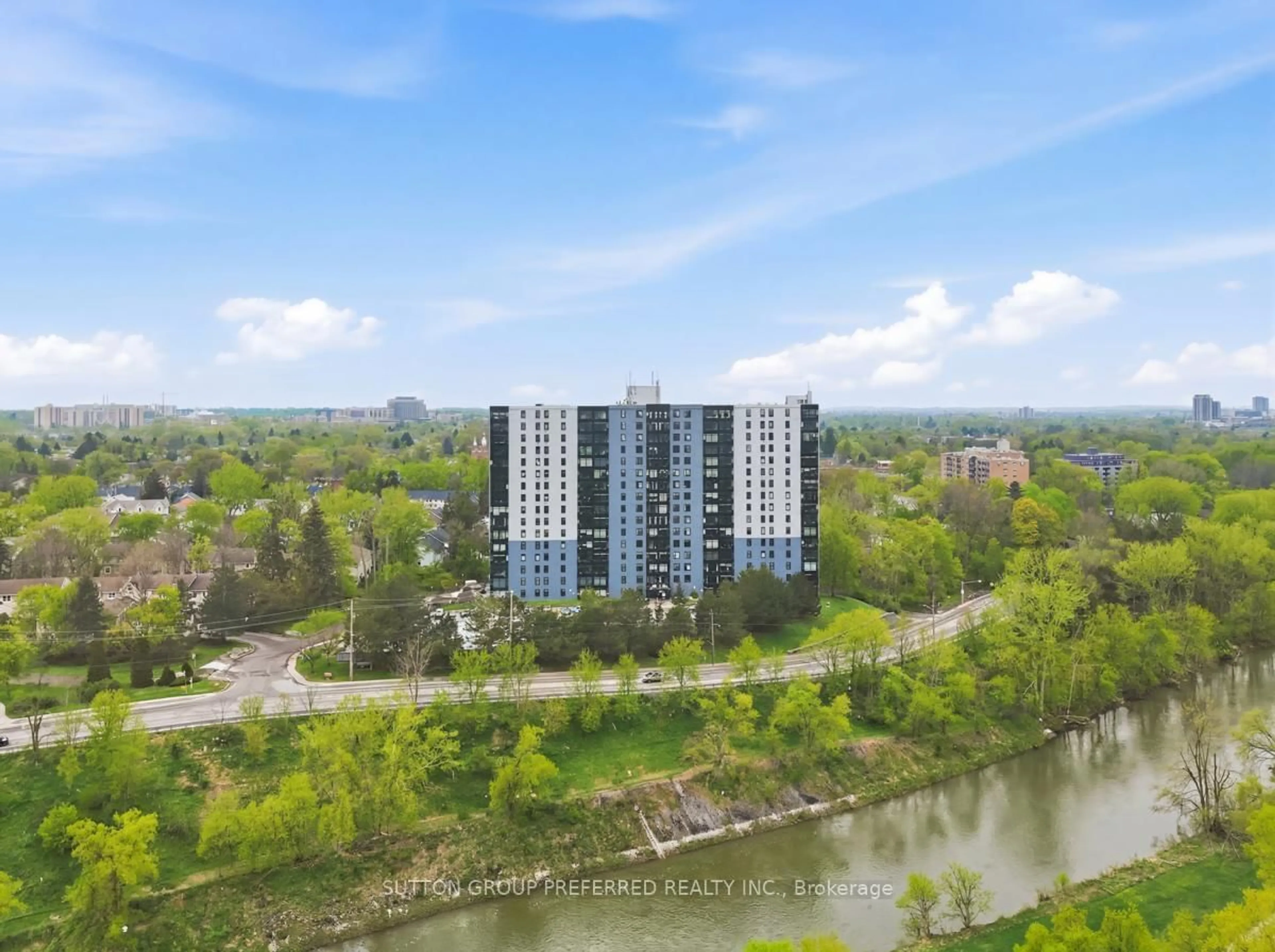 A pic from outside/outdoor area/front of a property/back of a property/a pic from drone, city buildings view from balcony for 45 Pond Mills Rd #206, London South Ontario N5Z 4W5