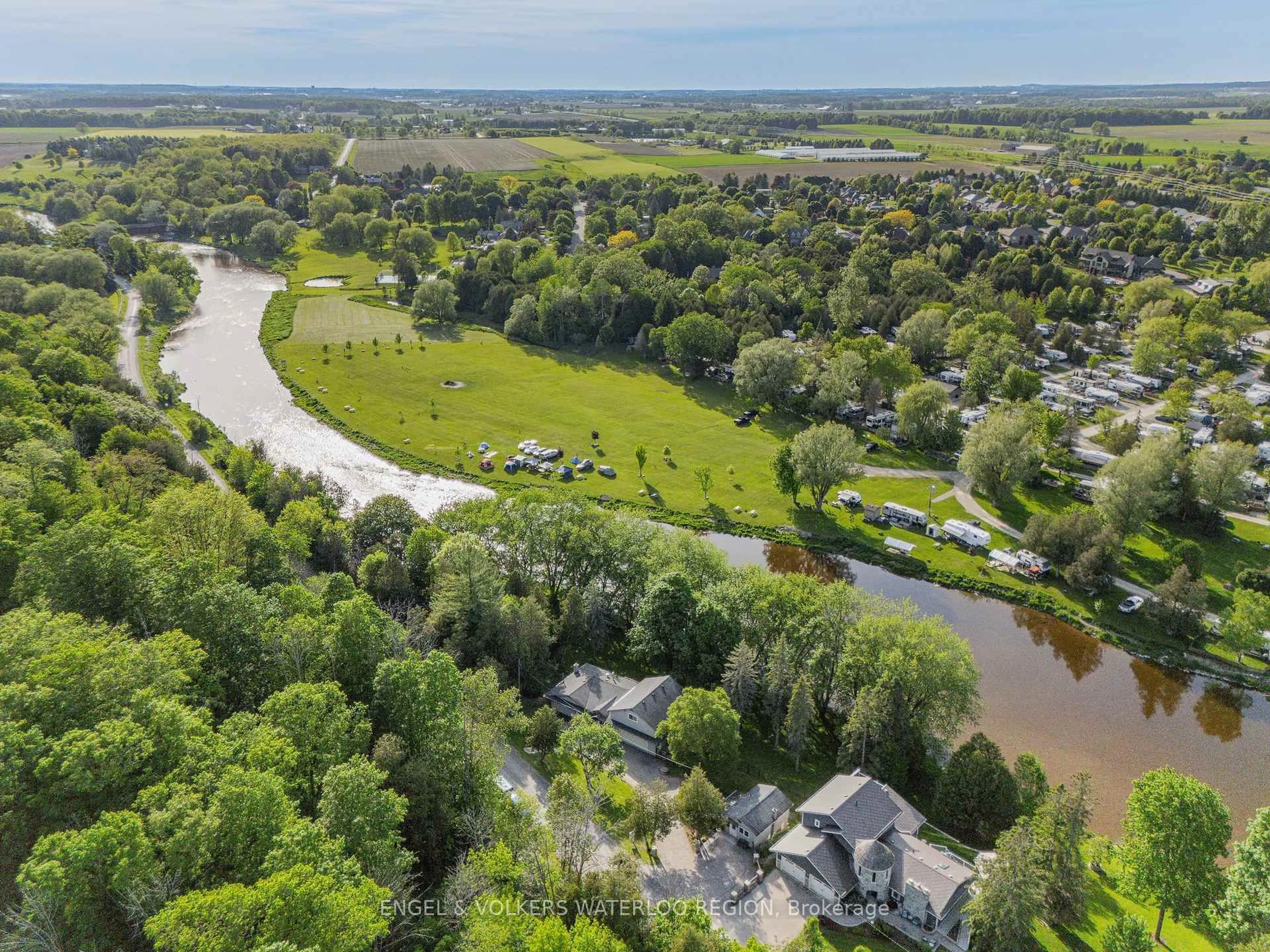 A pic from outside/outdoor area/front of a property/back of a property/a pic from drone, water/lake/river/ocean view for 1135 Rivers Edge Dr, Woolwich Ontario N0B 2V0