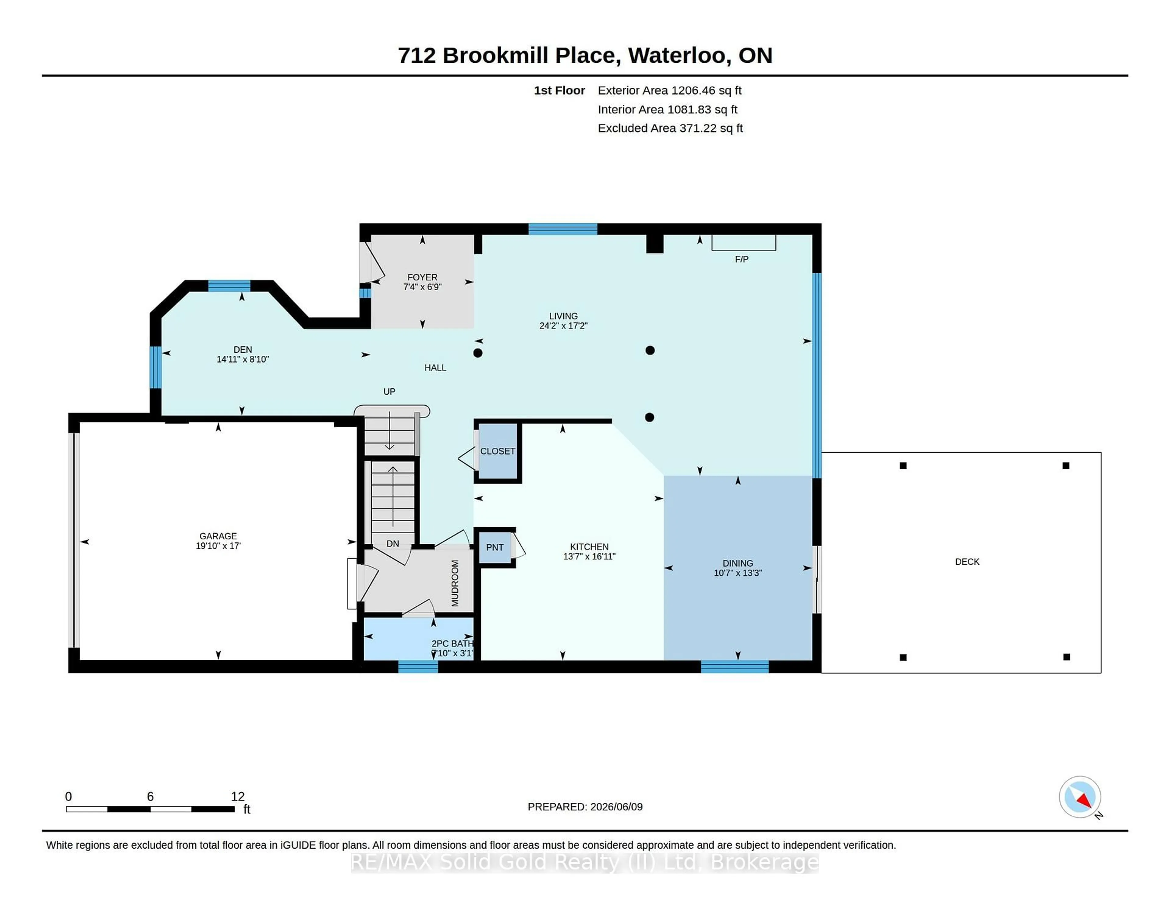 Floor plan for 712 Brookmill Pl, Waterloo Ontario N2V 2P1