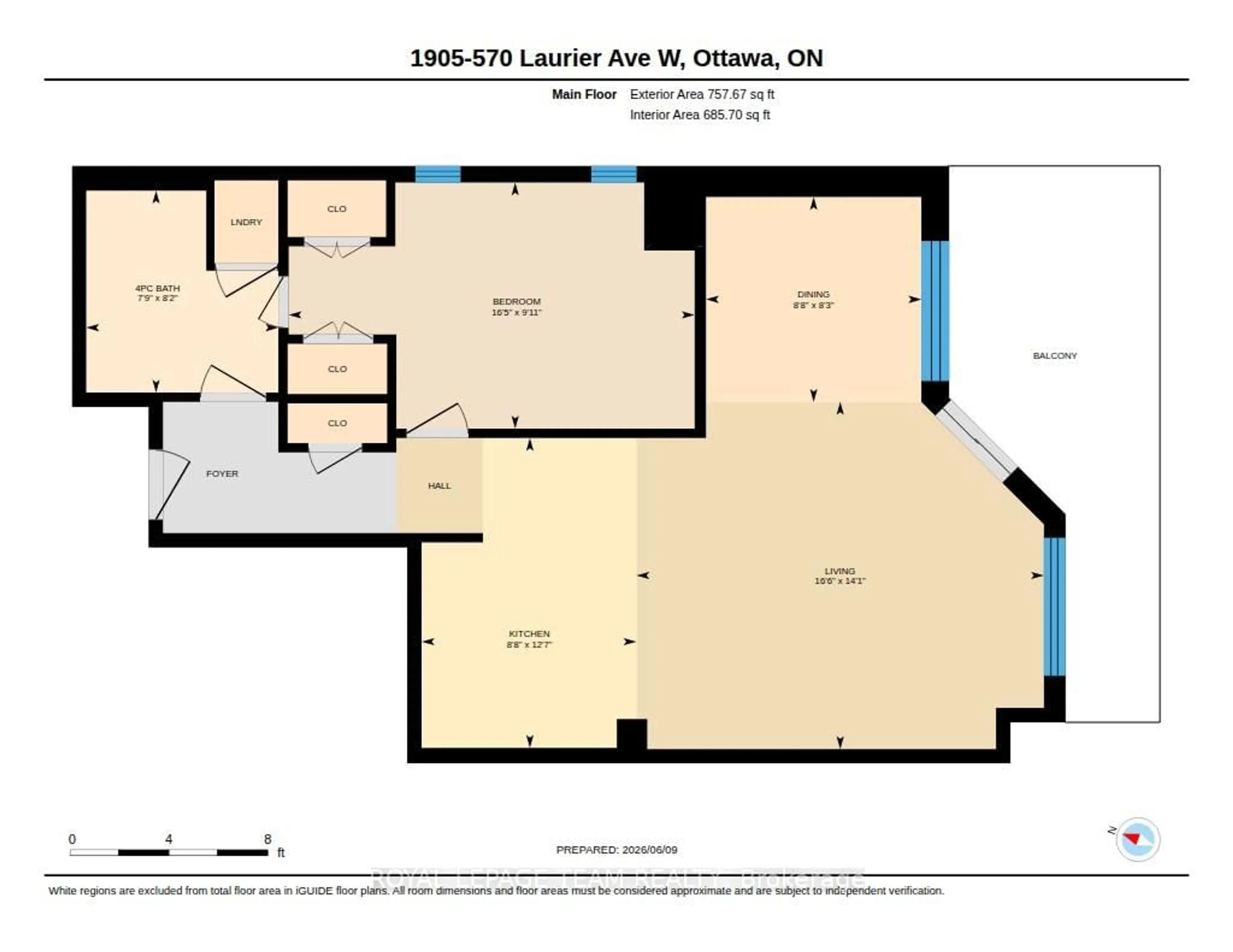 Floor plan for 570 Laurier Ave #1905, Ottawa Ontario K1R 1C8