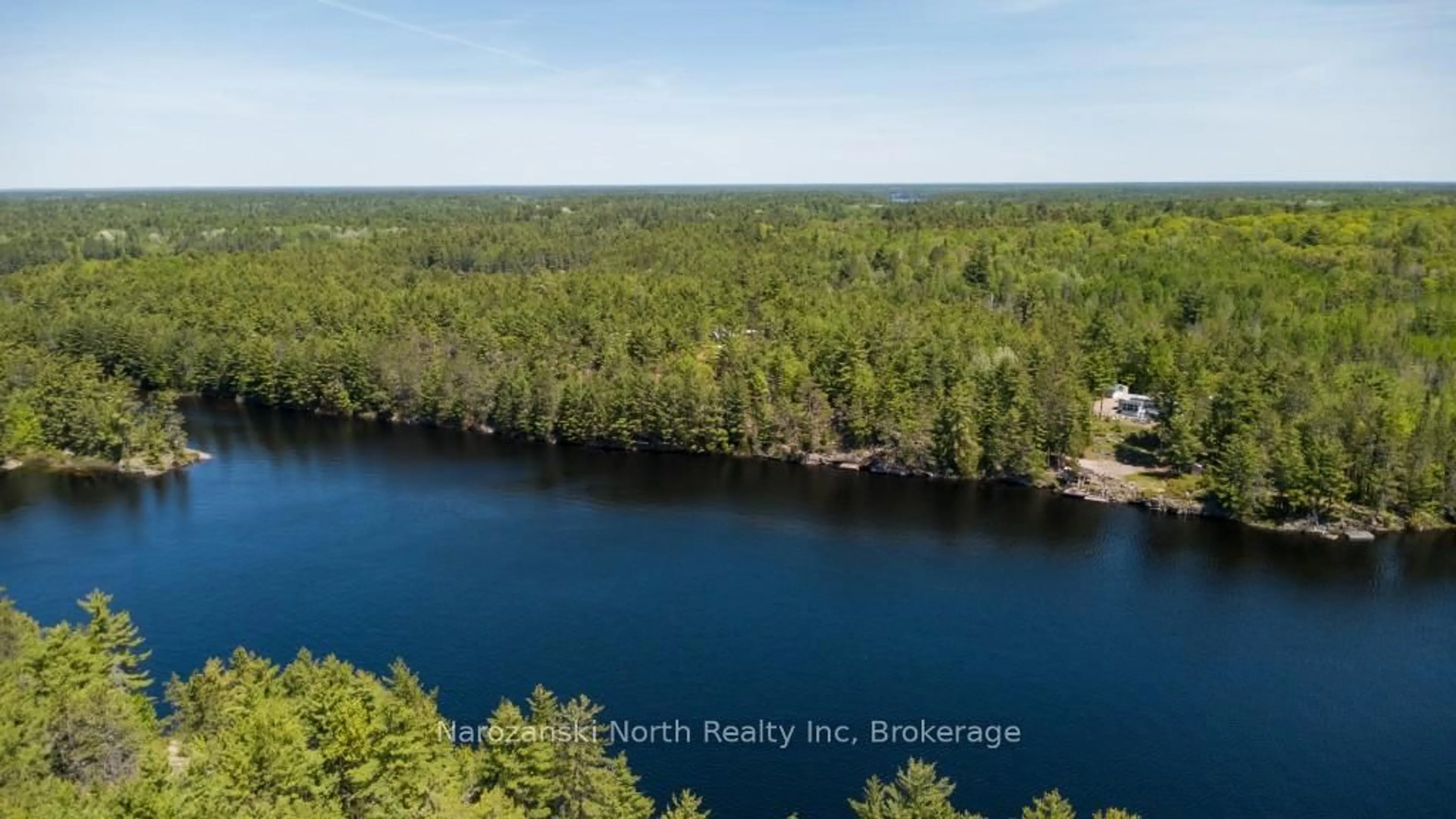 A pic from outside/outdoor area/front of a property/back of a property/a pic from drone, water/lake/river/ocean view for 385 forest hill Rd, French River Ontario P0M 2K0