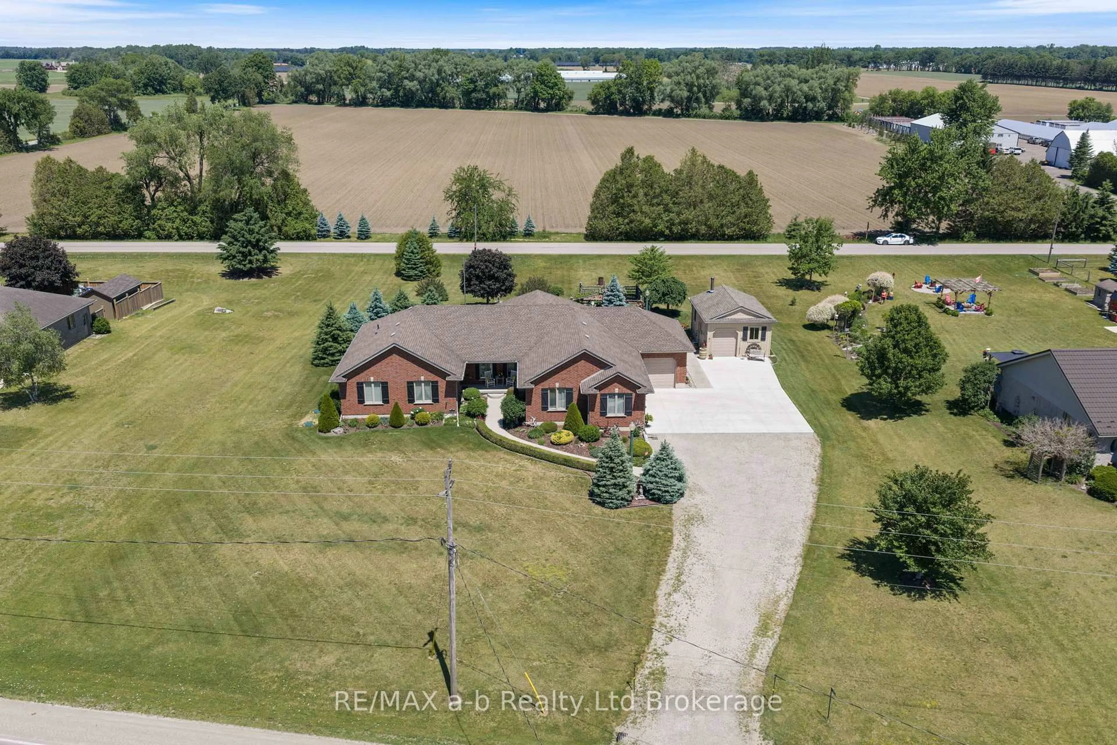 A pic from outside/outdoor area/front of a property/back of a property/a pic from drone, water/lake/river/ocean view for 172 Highway 53, Brant Ontario N0E 1B0