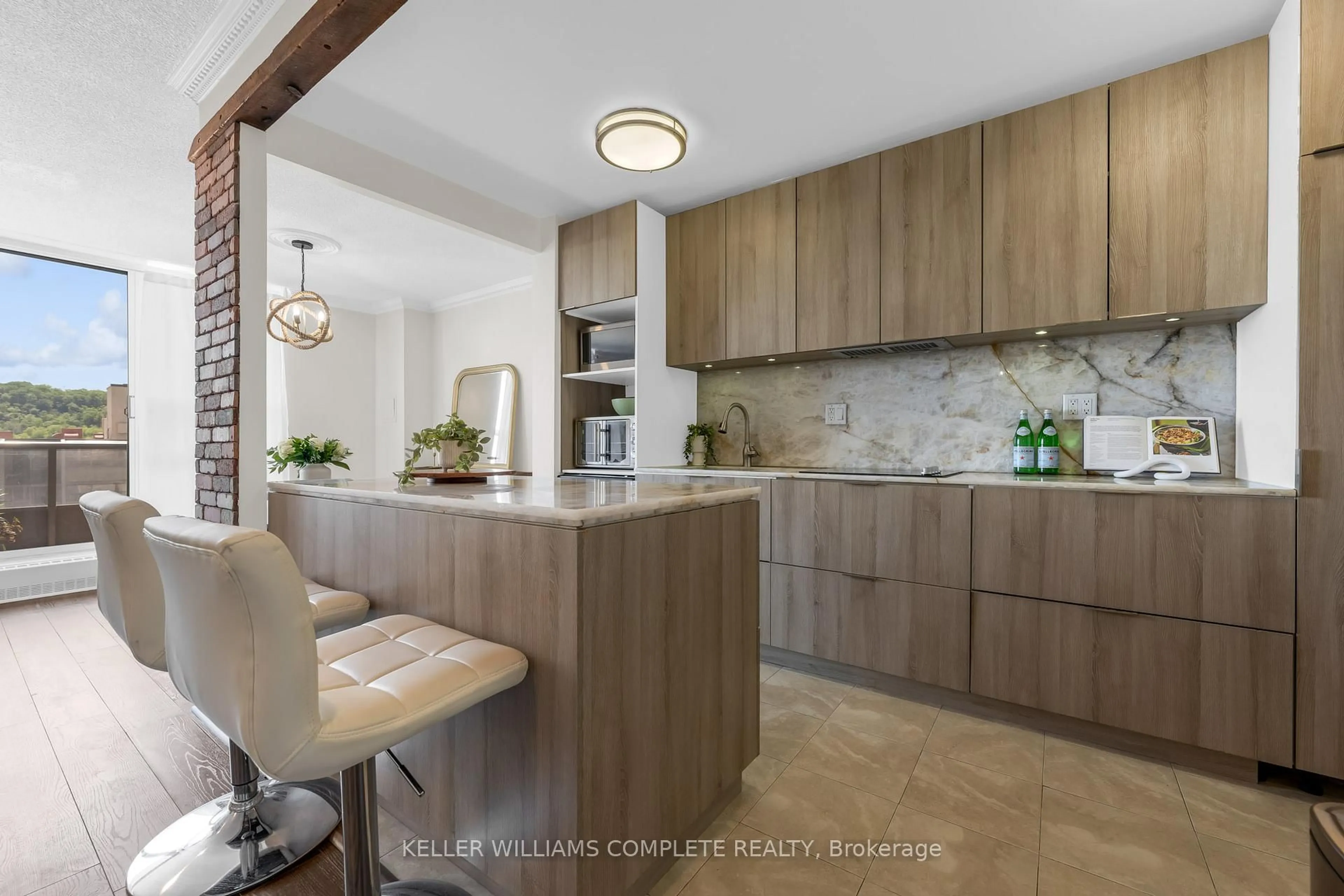 Open concept kitchen, ceramic/tile floor for 1964 Main St #1508, Hamilton Ontario L8S 1J5