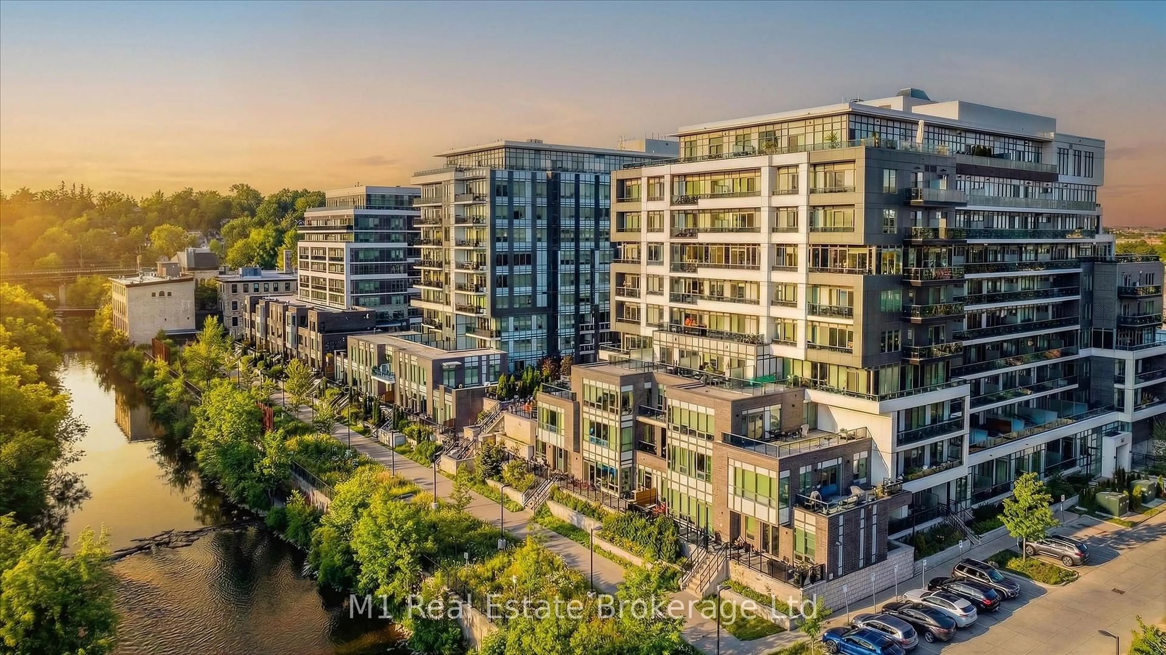 A pic from outside/outdoor area/front of a property/back of a property/a pic from drone, city buildings view from balcony for 73 Arthur St #806, Guelph Ontario N1E 0S6
