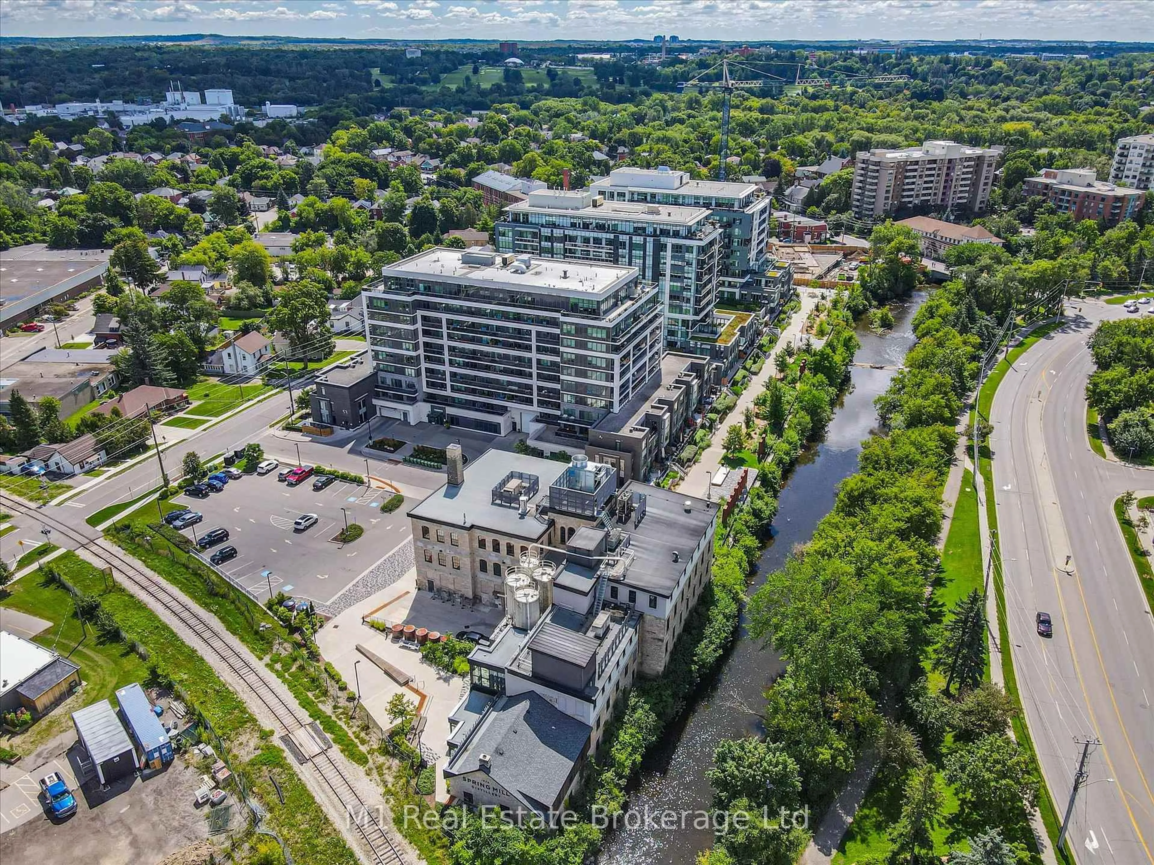 A pic from outside/outdoor area/front of a property/back of a property/a pic from drone, city buildings view from balcony for 73 Arthur St #806, Guelph Ontario N1E 0S6