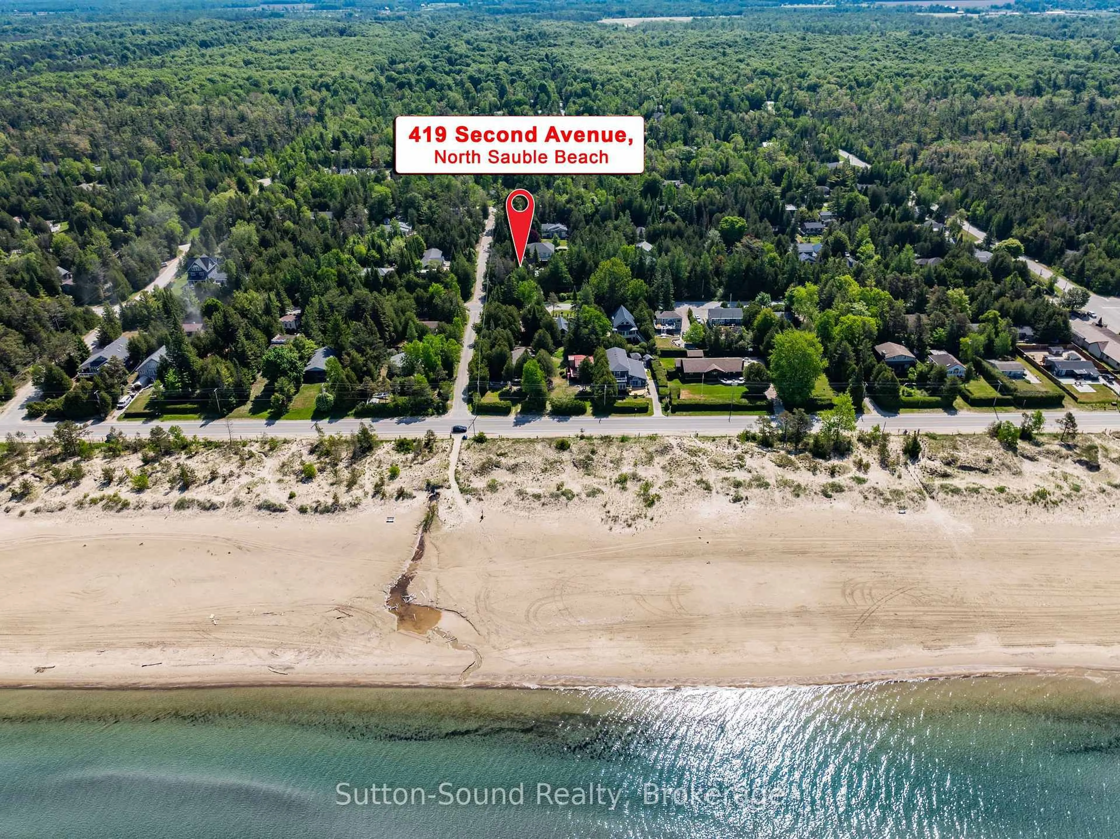 A pic from outside/outdoor area/front of a property/back of a property/a pic from drone, water/lake/river/ocean view for 419 Second Ave, South Bruce Peninsula Ontario N0H 2G0