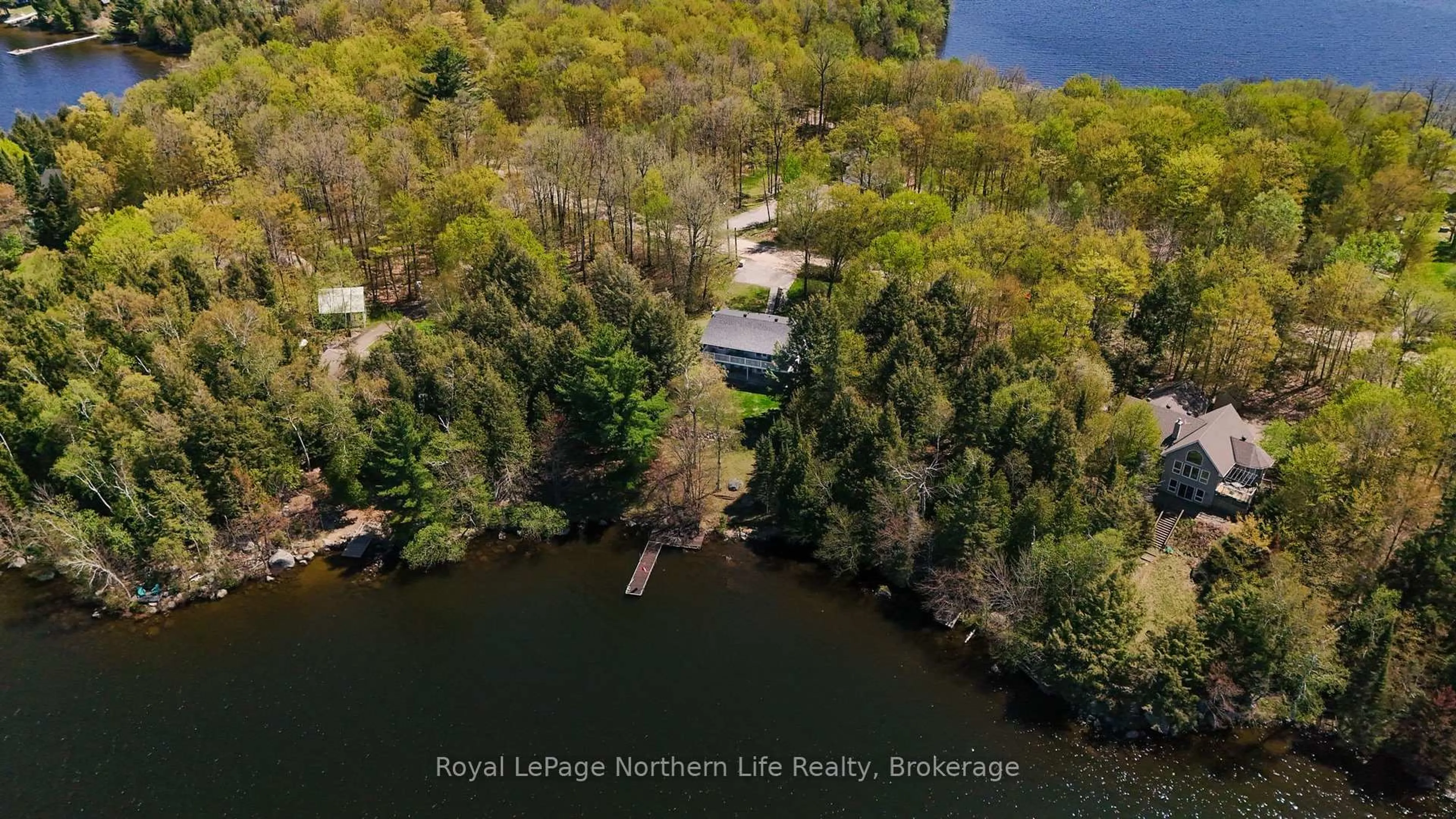 A pic from outside/outdoor area/front of a property/back of a property/a pic from drone, water/lake/river/ocean view for 760 Nosbonsing Park Rd, East Ferris Ontario P0H 1K0
