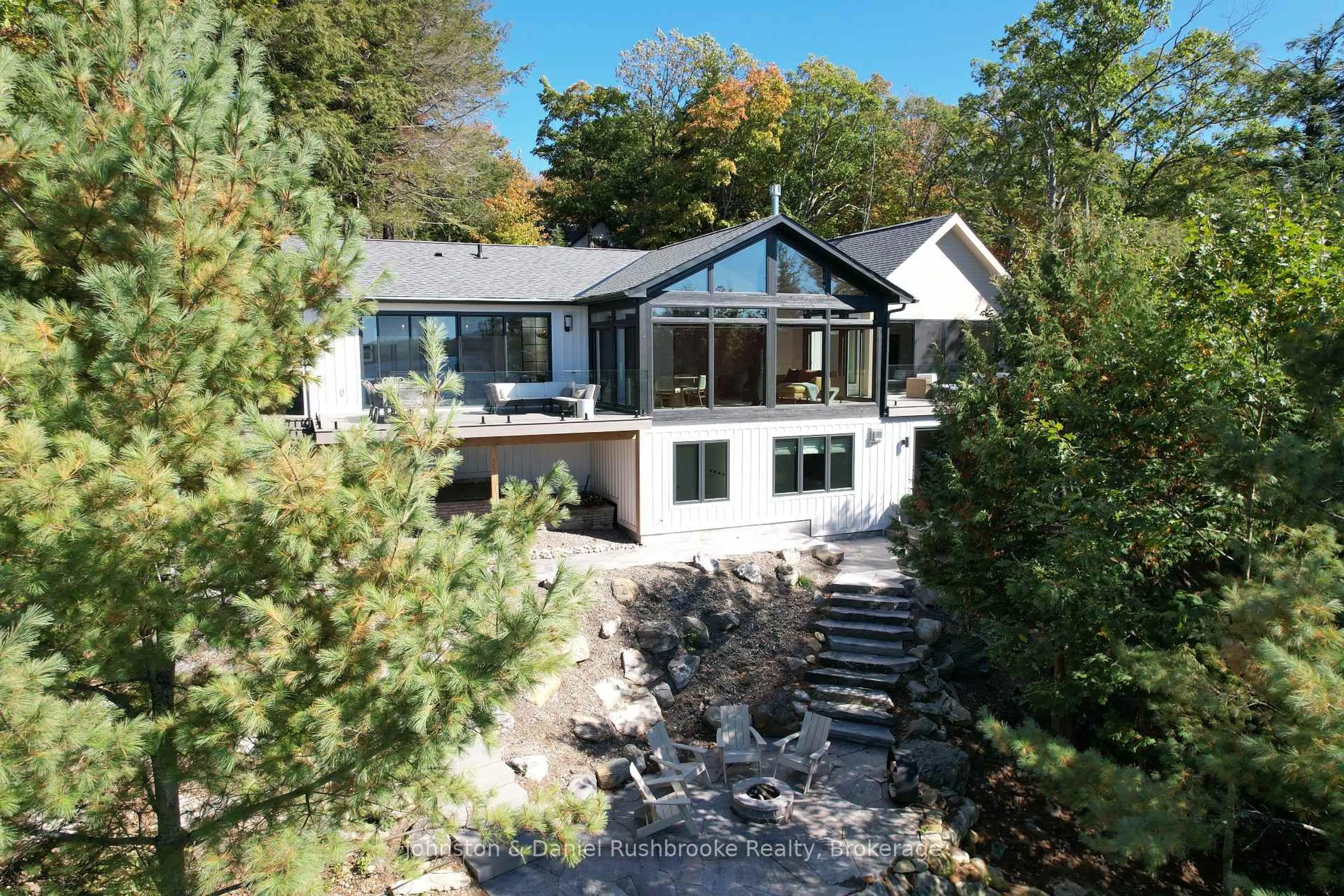 A pic from outside/outdoor area/front of a property/back of a property/a pic from drone, water/lake/river/ocean view for 1302 Acton Island Rd, Muskoka Lakes Ontario P0C 1A0