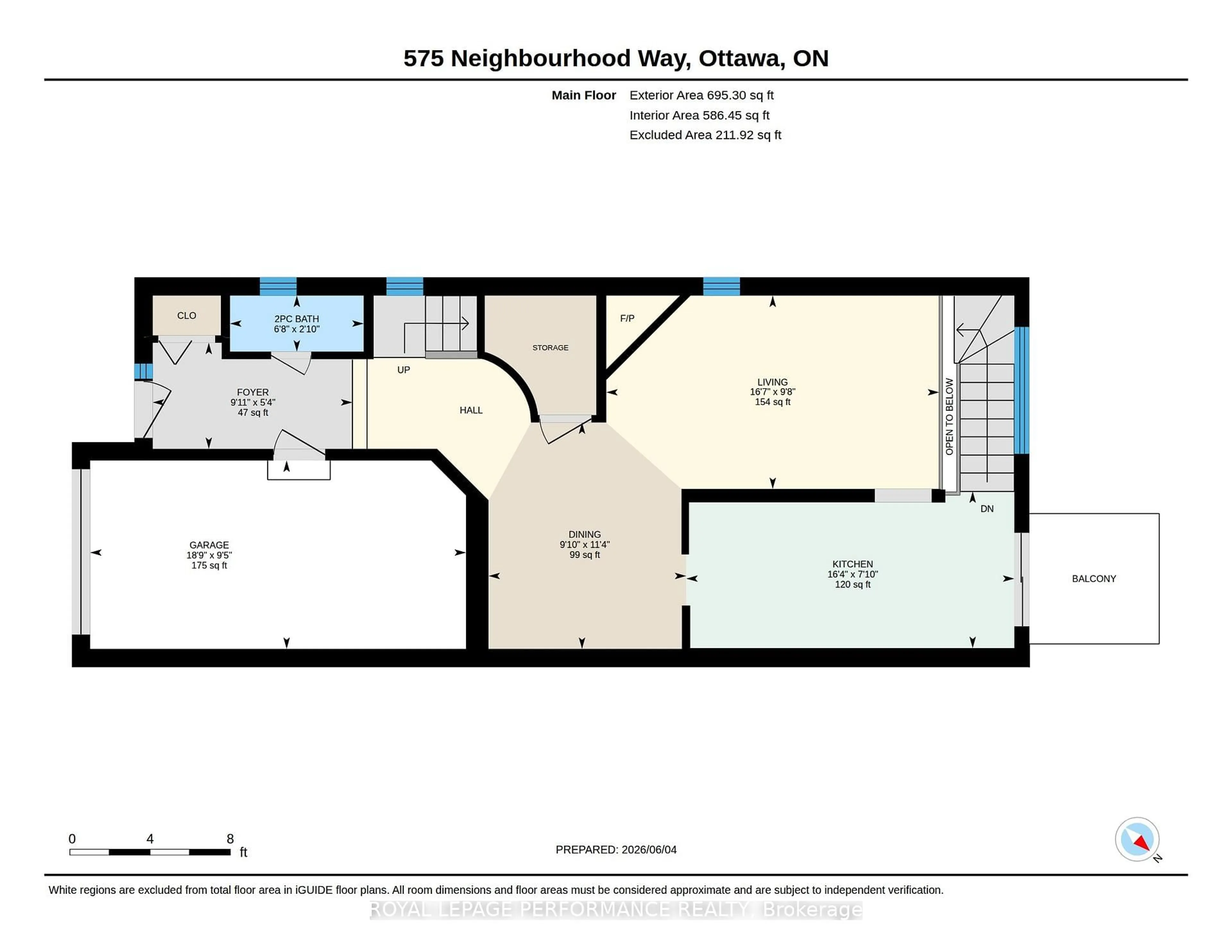 Floor plan for 575 Neighbourhood Way, Ottawa Ontario K1G 6N5
