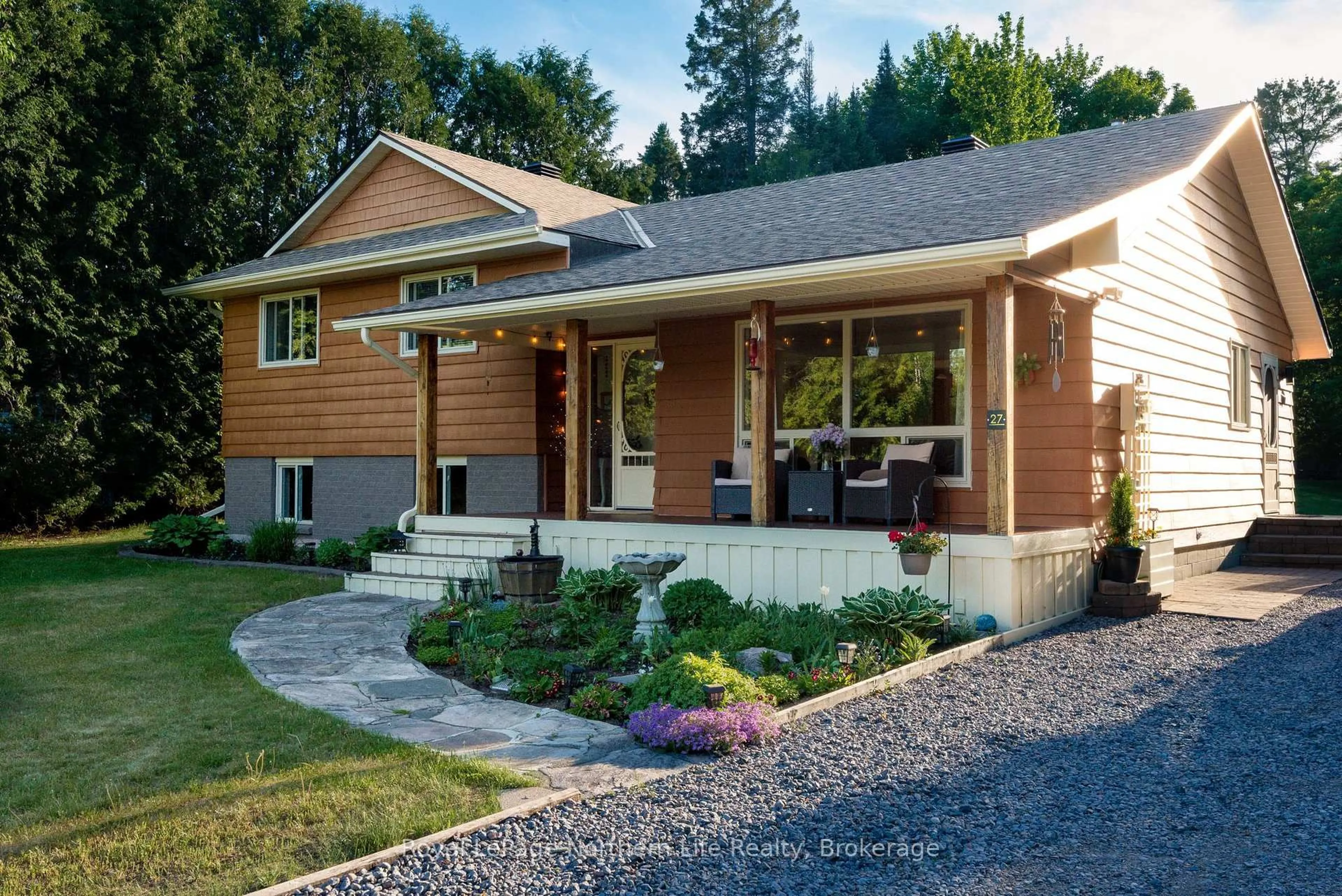 Home with brick exterior material, street for 27 Little Down Lane, North Bay Ontario P1B 8G2