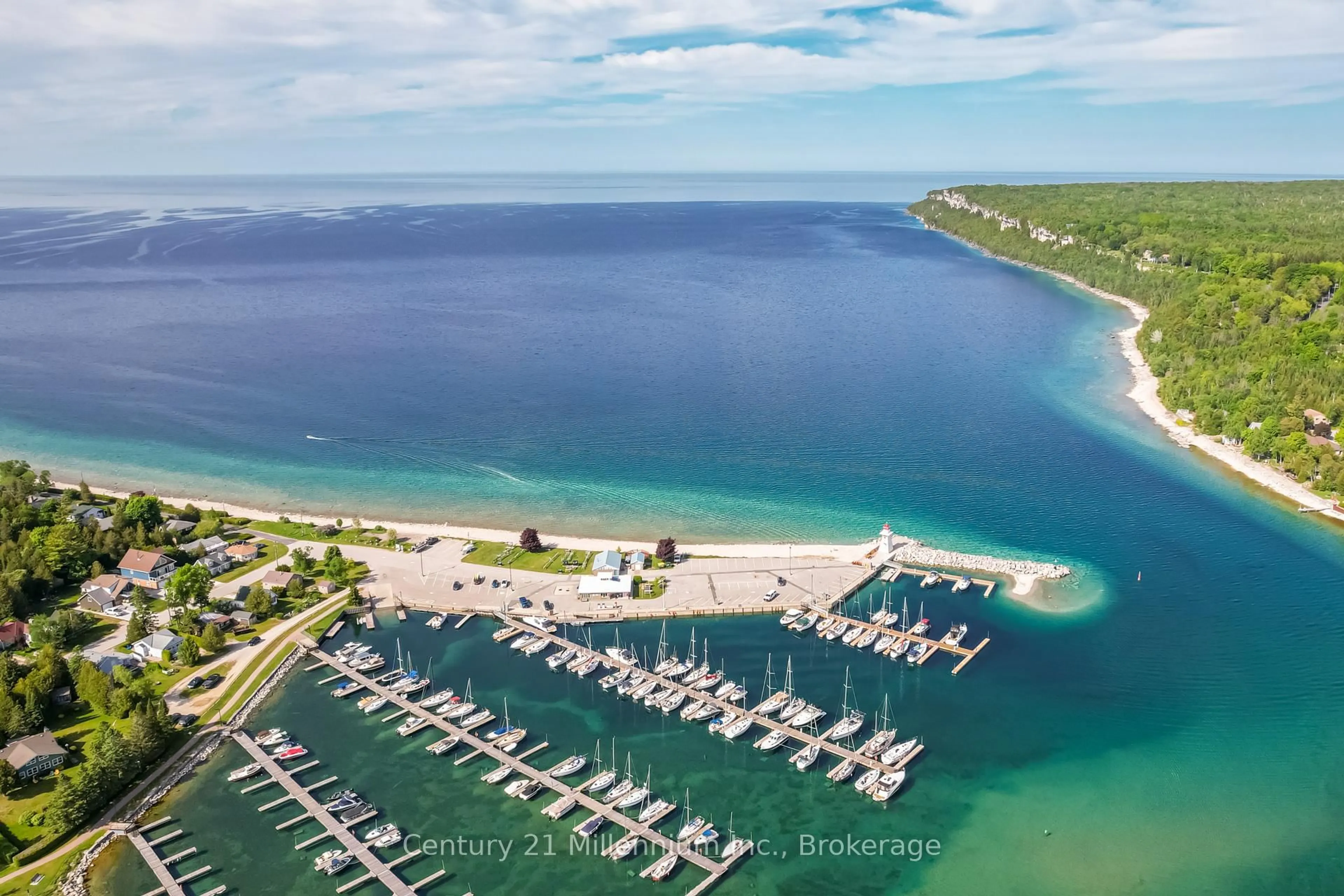 A pic from outside/outdoor area/front of a property/back of a property/a pic from drone, water/lake/river/ocean view for 10 Alexander St, Northern Bruce Peninsula Ontario N0H 1W0